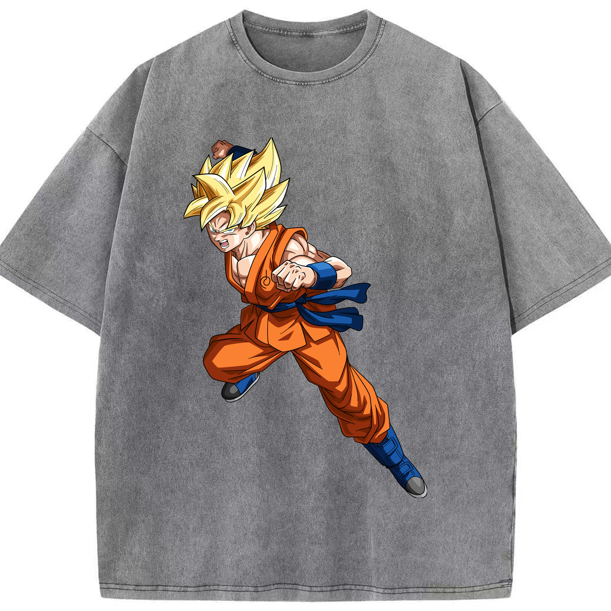 （画像用） ドラゴンボール 孫悟空（そん ごくう）Son Goku カカロット DRAGON BALL Kakarotto 綿100% ヴィンテージ風 半袖Tシャツ（フロントプリント）