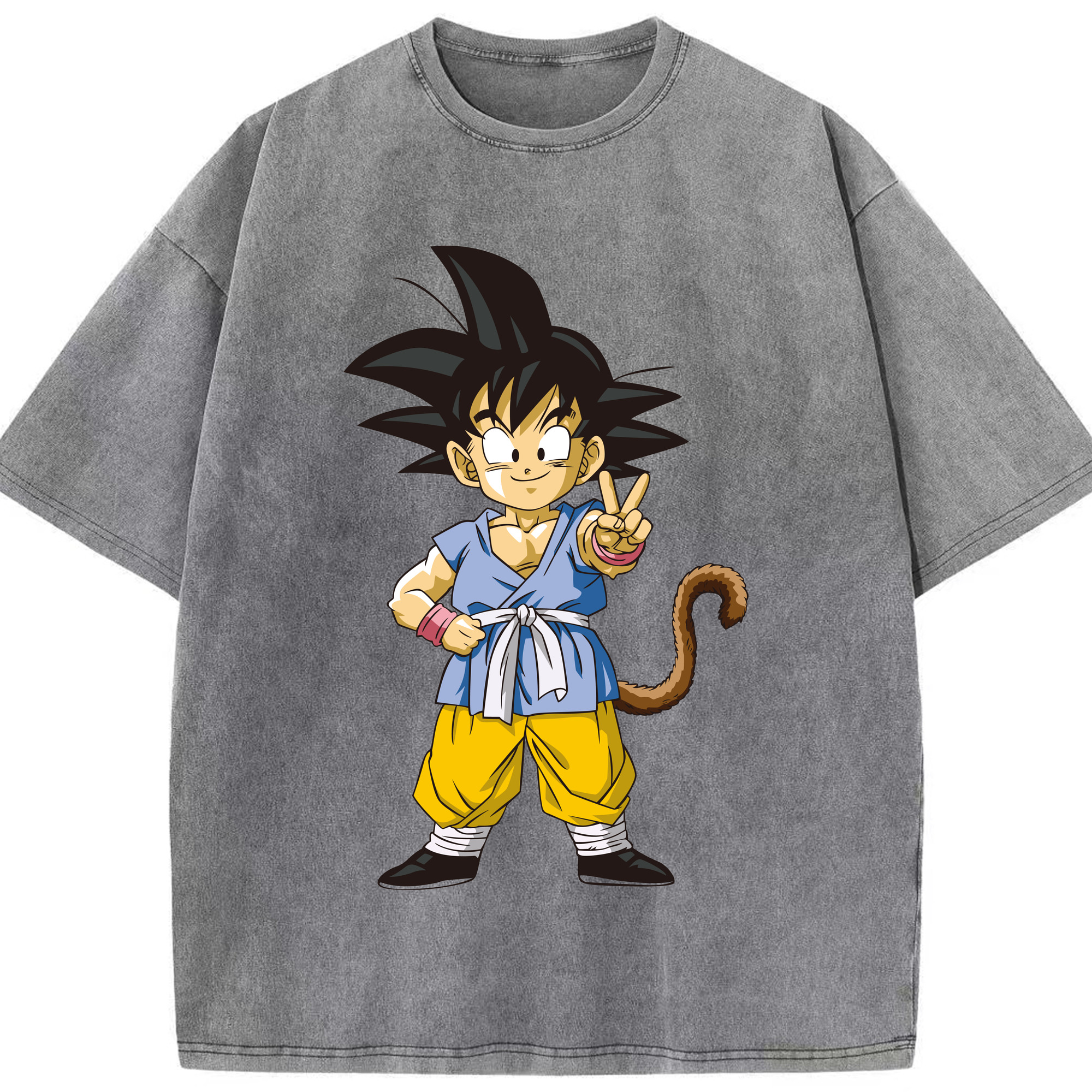 （画像用） ドラゴンボール 孫悟空（そん ごくう）Son Goku カカロット DRAGON BALL Kakarotto 綿100% ヴィンテージ風 半袖Tシャツ（フロントプリント）