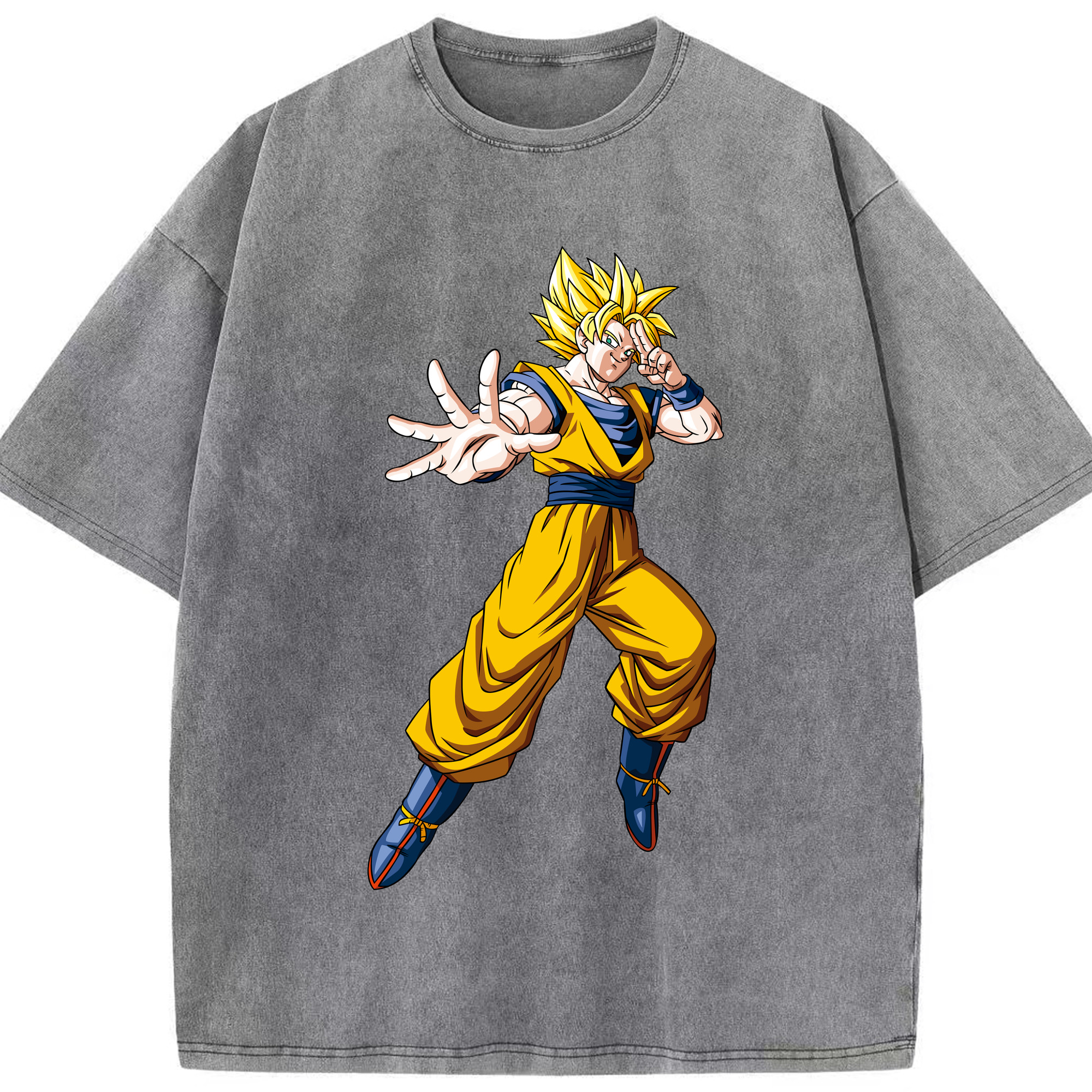 （画像用） ドラゴンボール 孫悟空（そん ごくう）Son Goku カカロット DRAGON BALL Kakarotto 綿100% ヴィンテージ風 半袖Tシャツ（フロントプリント）