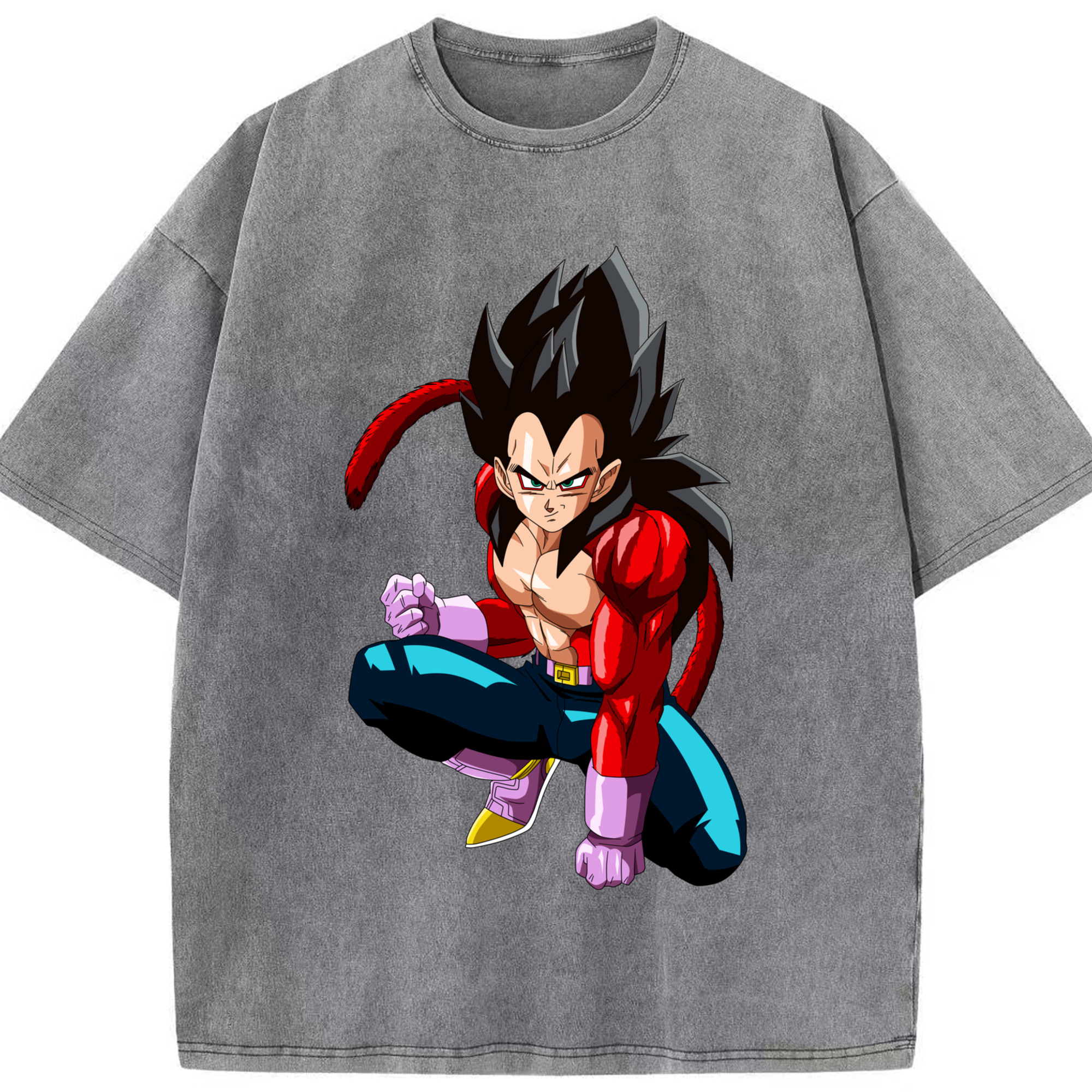 （画像用） ドラゴンボール ベジータ四世（Bejīta Yonsei）DRAGON BALL Vegeta IV 綿100% ヴィンテージ風 半袖Tシャツ（フロントプリント）