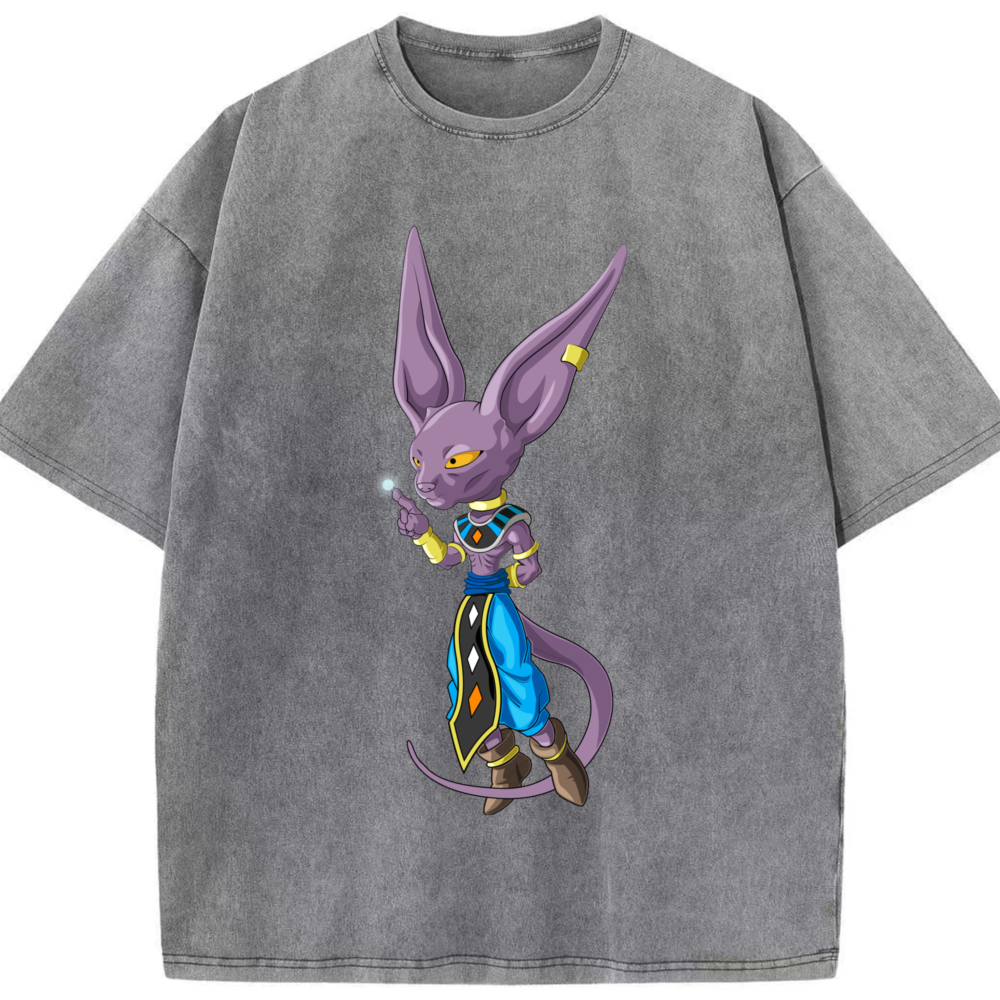 （画像用） ドラゴンボール ビルス 破壊神ビルス DRAGON BALL Beerus Birusu 綿100% ヴィンテージ風 半袖Tシャツ（フロントプリント）