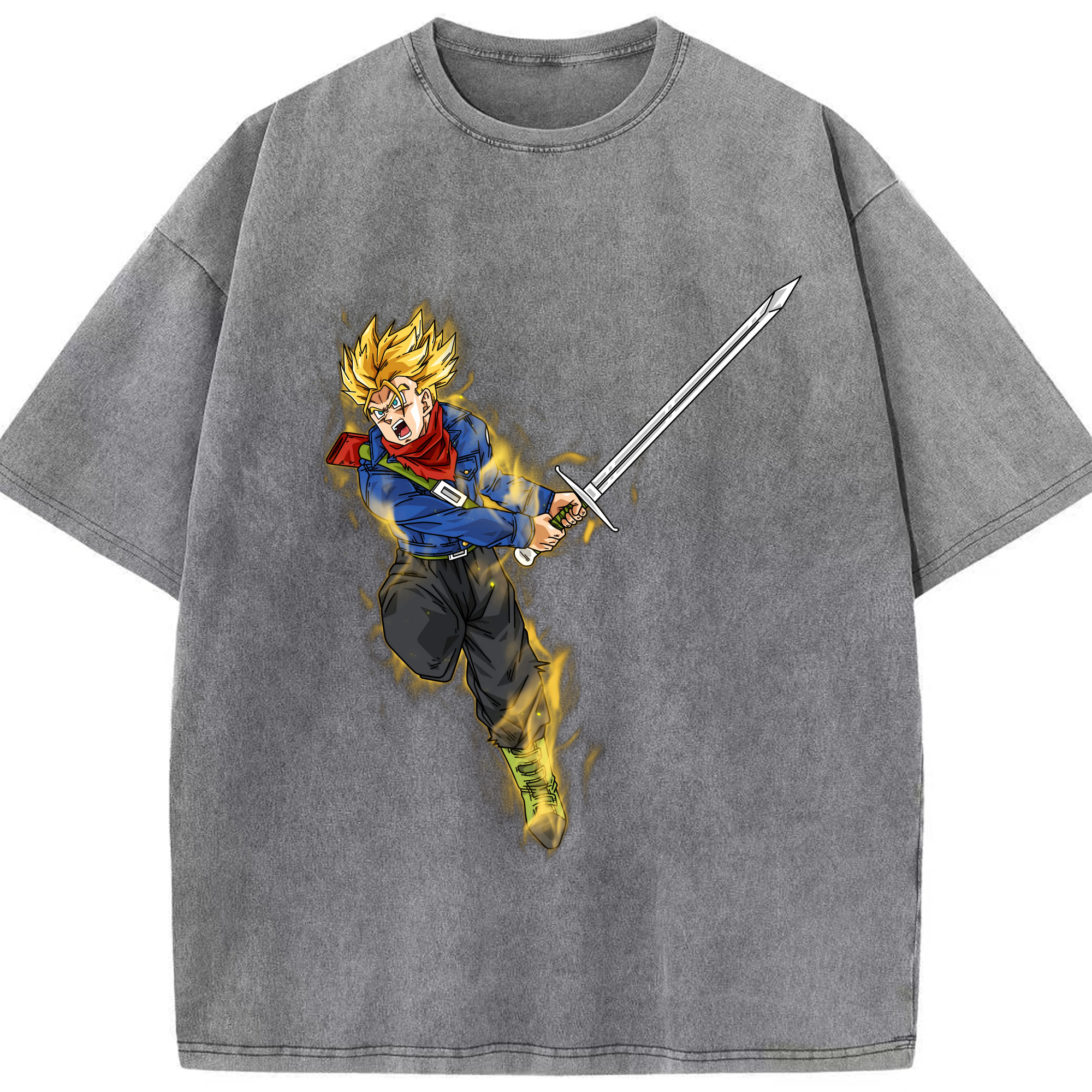 （画像用） ドラゴンボール トランクス（Torankusu）DRAGON BALL Trunks 綿100% ヴィンテージ風 半袖Tシャツ（フロントプリント）