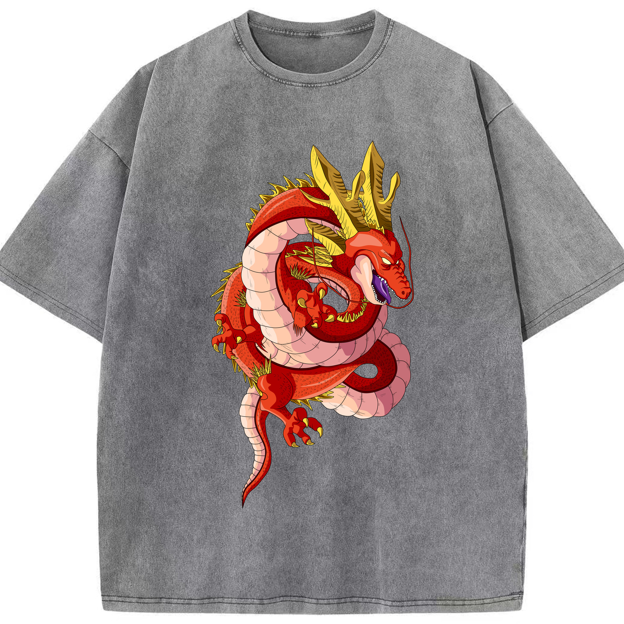 （画像用） ドラゴンボール 神龍 シェンロン DRAGON BALL Shenron 綿100% ヴィンテージ風 半袖Tシャツ（フロントプリント）