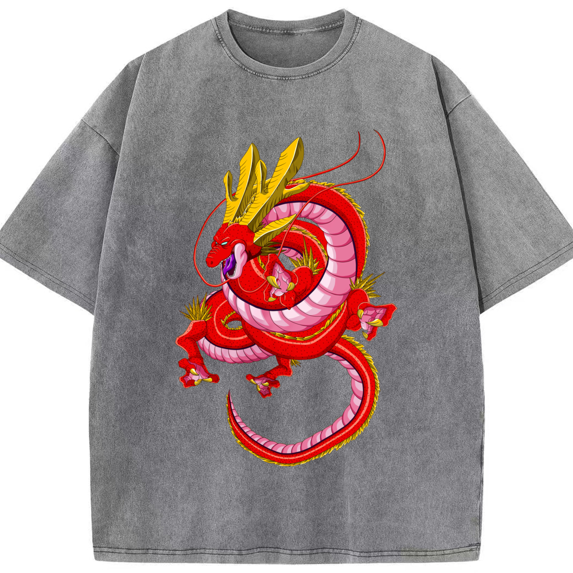（画像用） ドラゴンボール 神龍 シェンロン DRAGON BALL Shenron 綿100% ヴィンテージ風 半袖Tシャツ（フロントプリント）