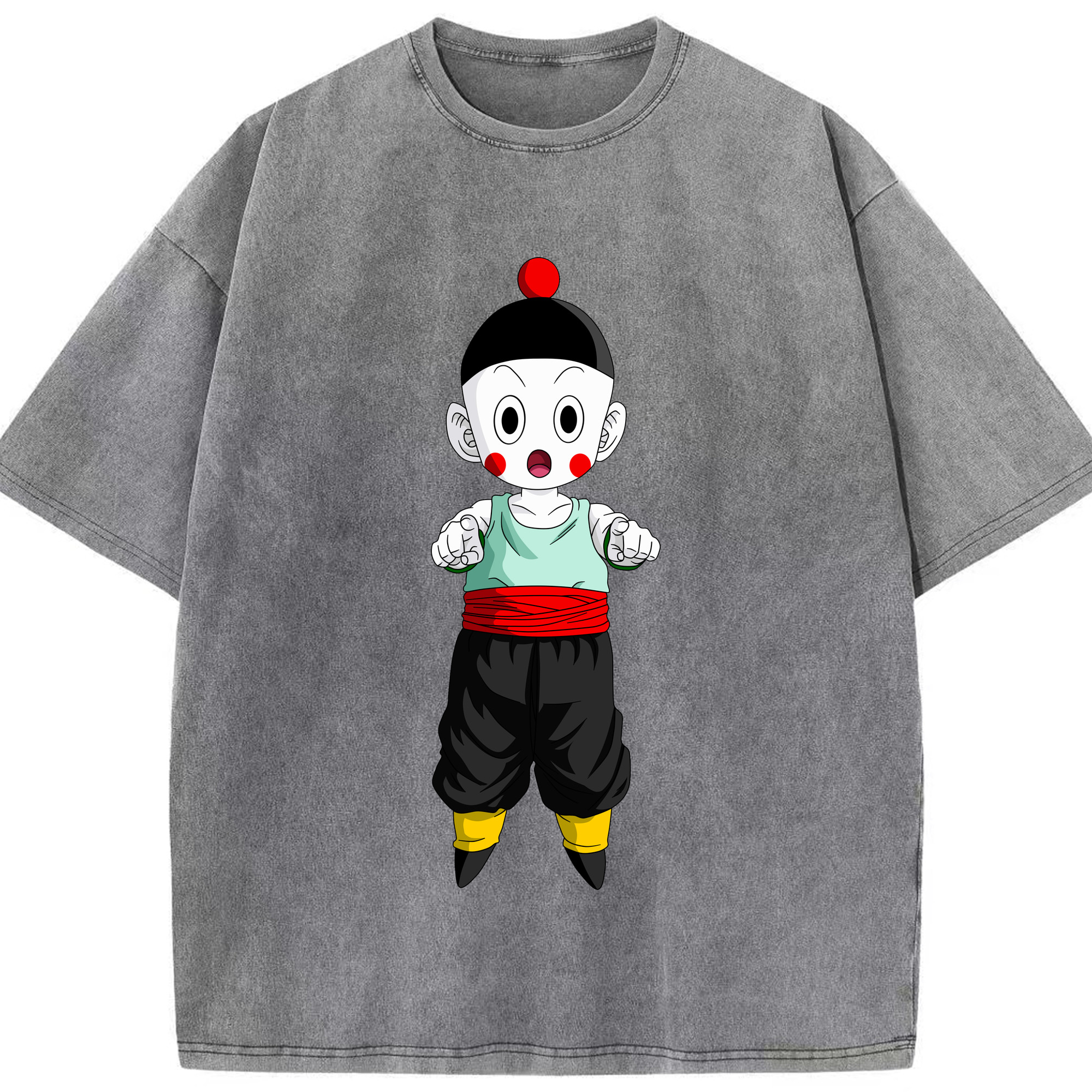 ドラゴンボール 餃子（チャオズ）DRAGON BALL Chaoz 綿100% ヴィンテージ風 半袖Tシャツ（フロントプリント）