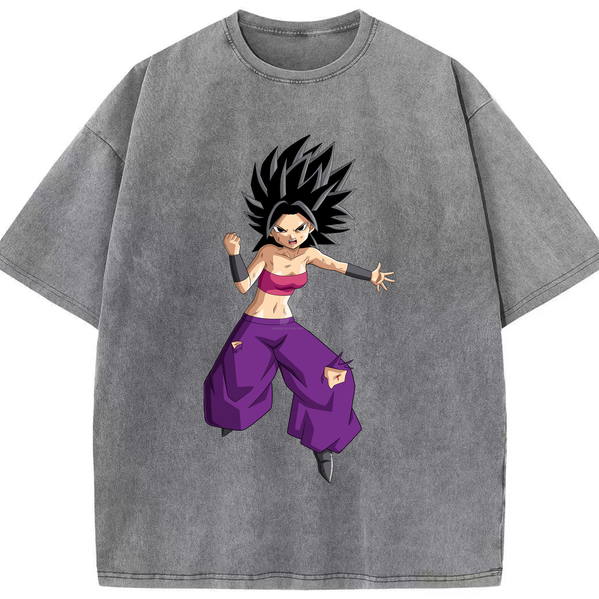 （画像用） ドラゴンボール カリフラ DRAGON BALL Caulifla 綿100% ヴィンテージ風 半袖Tシャツ（フロントプリント）