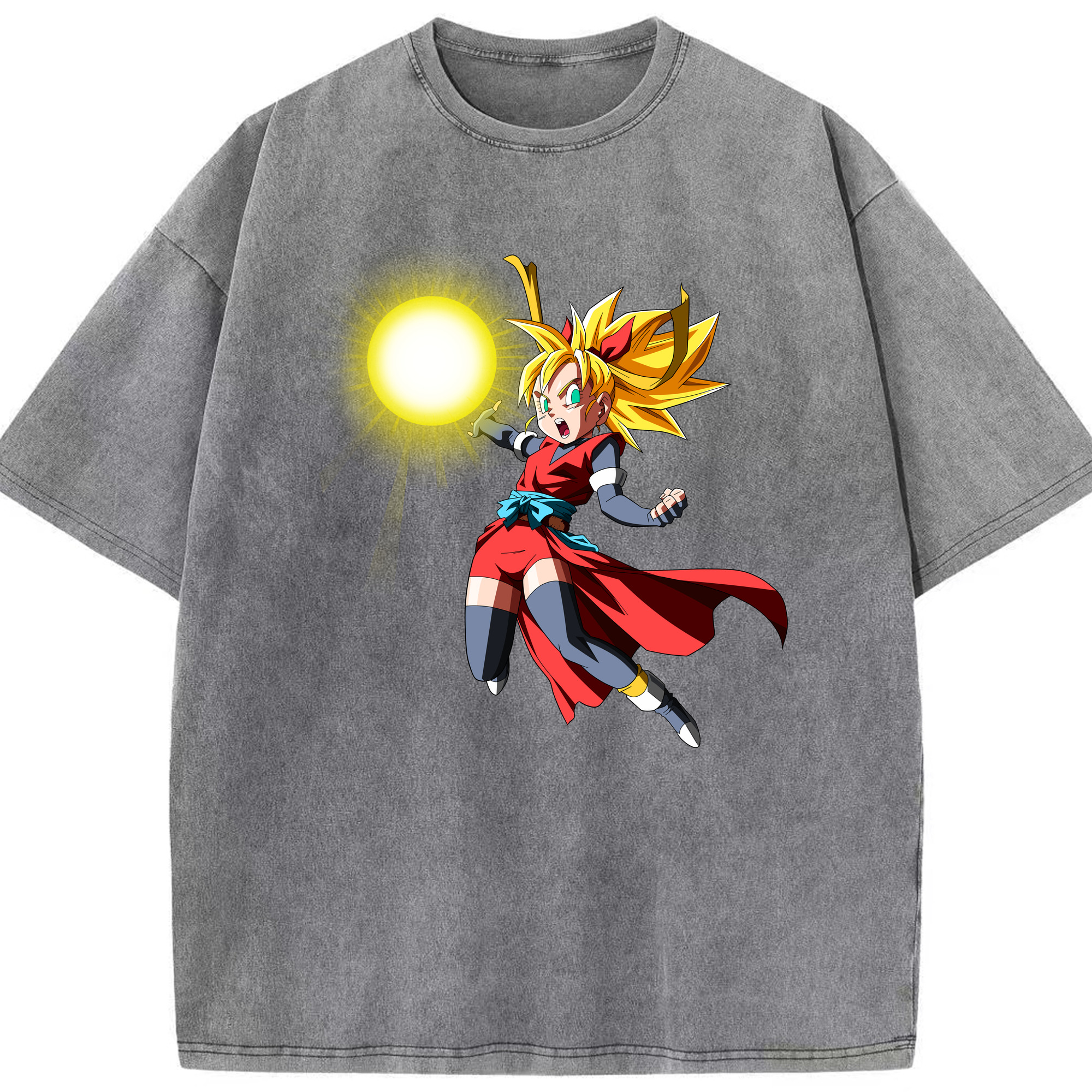 （画像用） ドラゴンボール カリフラ DRAGON BALL Caulifla 綿100% ヴィンテージ風 半袖Tシャツ（フロントプリント）
