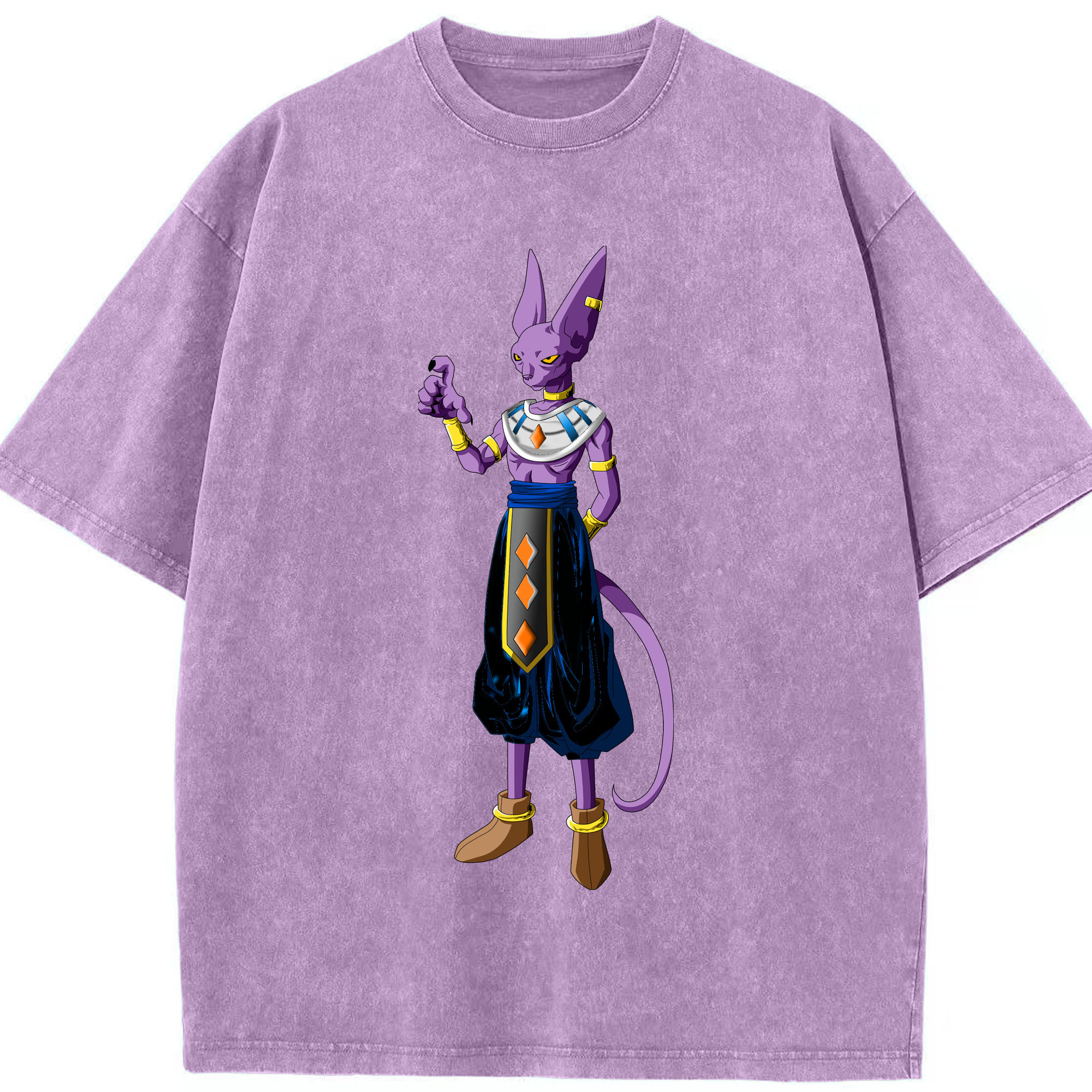（画像用） ドラゴンボール ビルス 破壊神ビルス DRAGON BALL Beerus Birusu 綿100% ヴィンテージ風 半袖Tシャツ（フロントプリント）