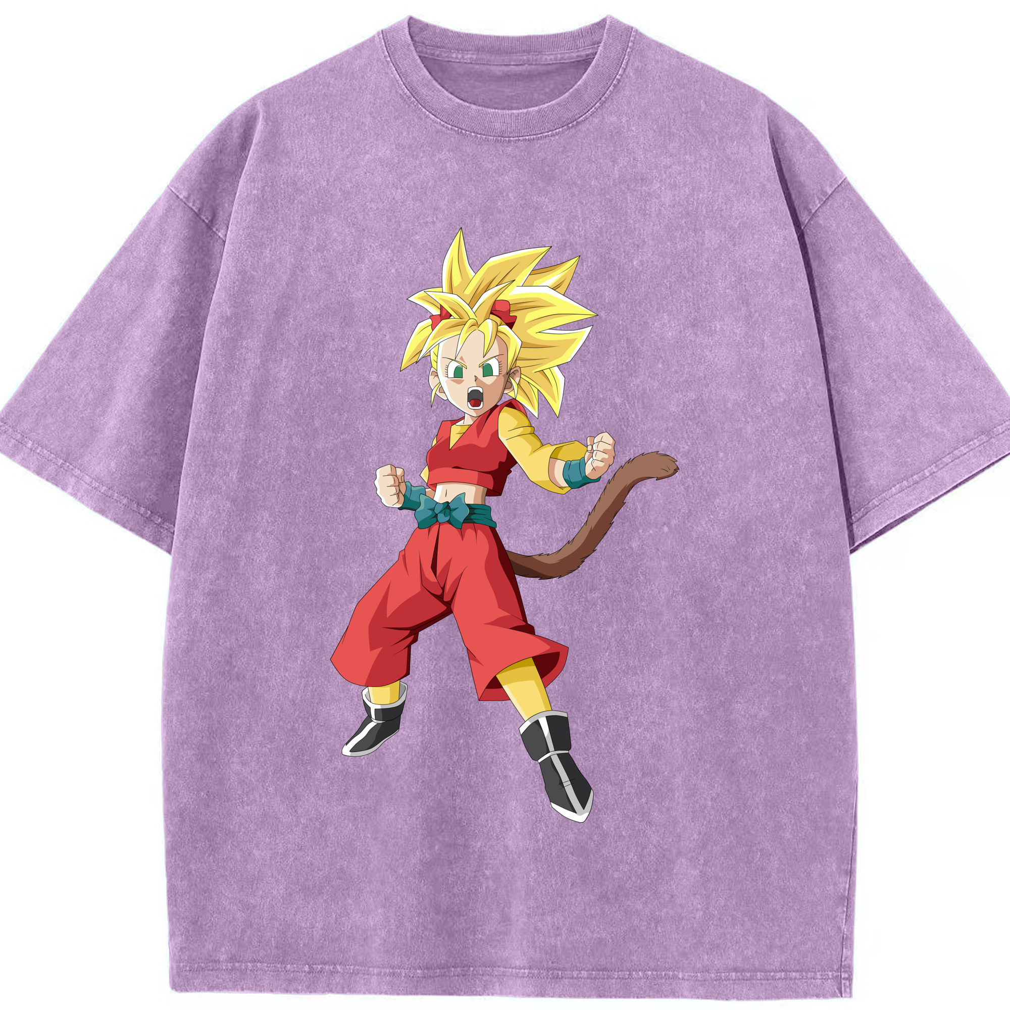 （画像用） ドラゴンボール カリフラ DRAGON BALL Caulifla 綿100% ヴィンテージ風 半袖Tシャツ（フロントプリント）