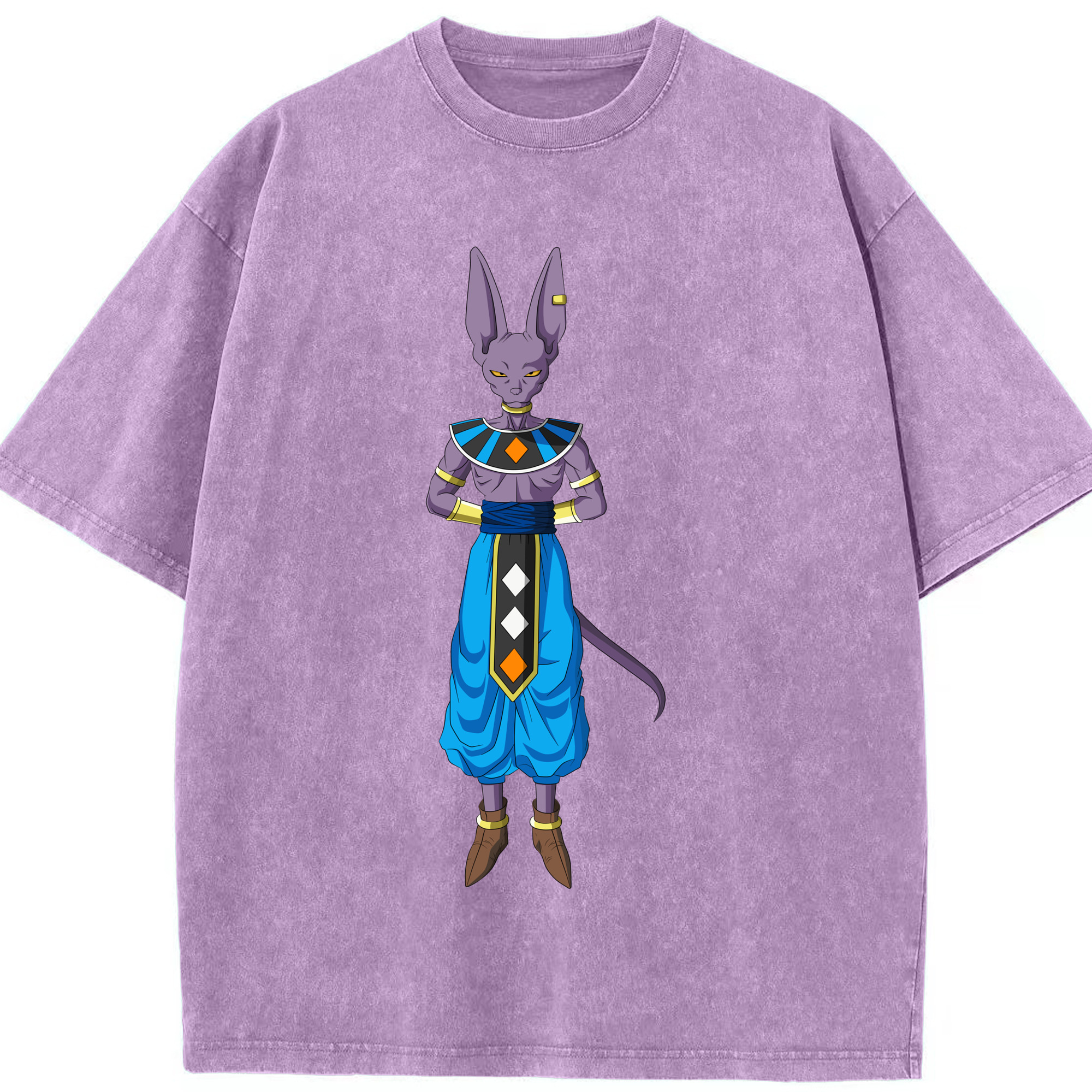 （画像用） ドラゴンボール ビルス 破壊神ビルス DRAGON BALL Beerus Birusu 綿100% ヴィンテージ風 半袖Tシャツ（フロントプリント）