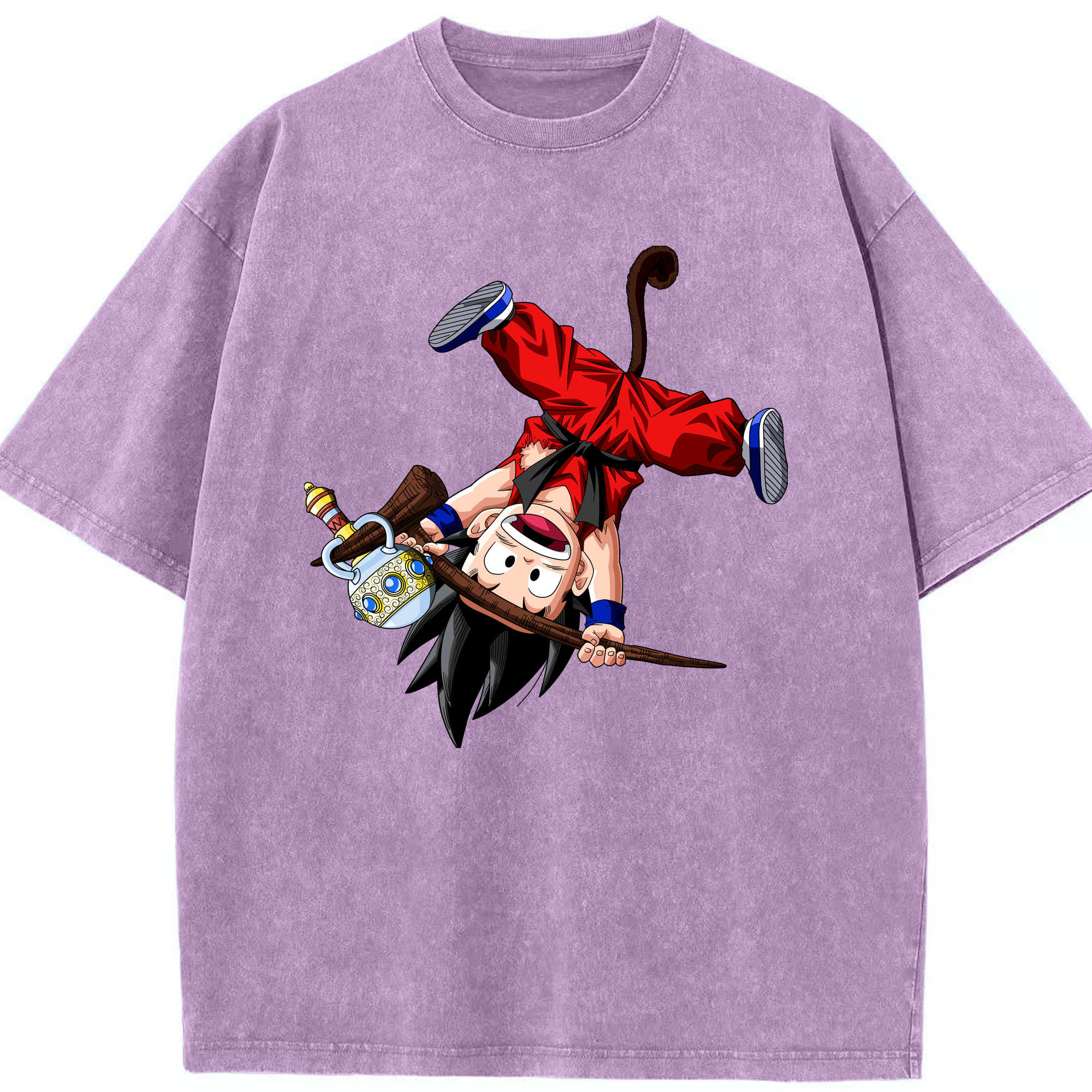 （画像用） ドラゴンボール 孫悟空（そん ごくう）Son Goku カカロット DRAGON BALL Kakarotto 綿100% ヴィンテージ風 半袖Tシャツ（フロントプリント）