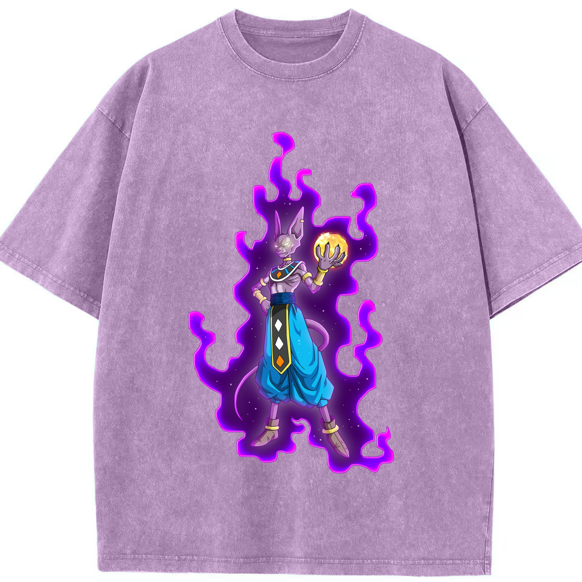 （画像用） ドラゴンボール ビルス 破壊神ビルス DRAGON BALL Beerus Birusu 綿100% ヴィンテージ風 半袖Tシャツ（フロントプリント）