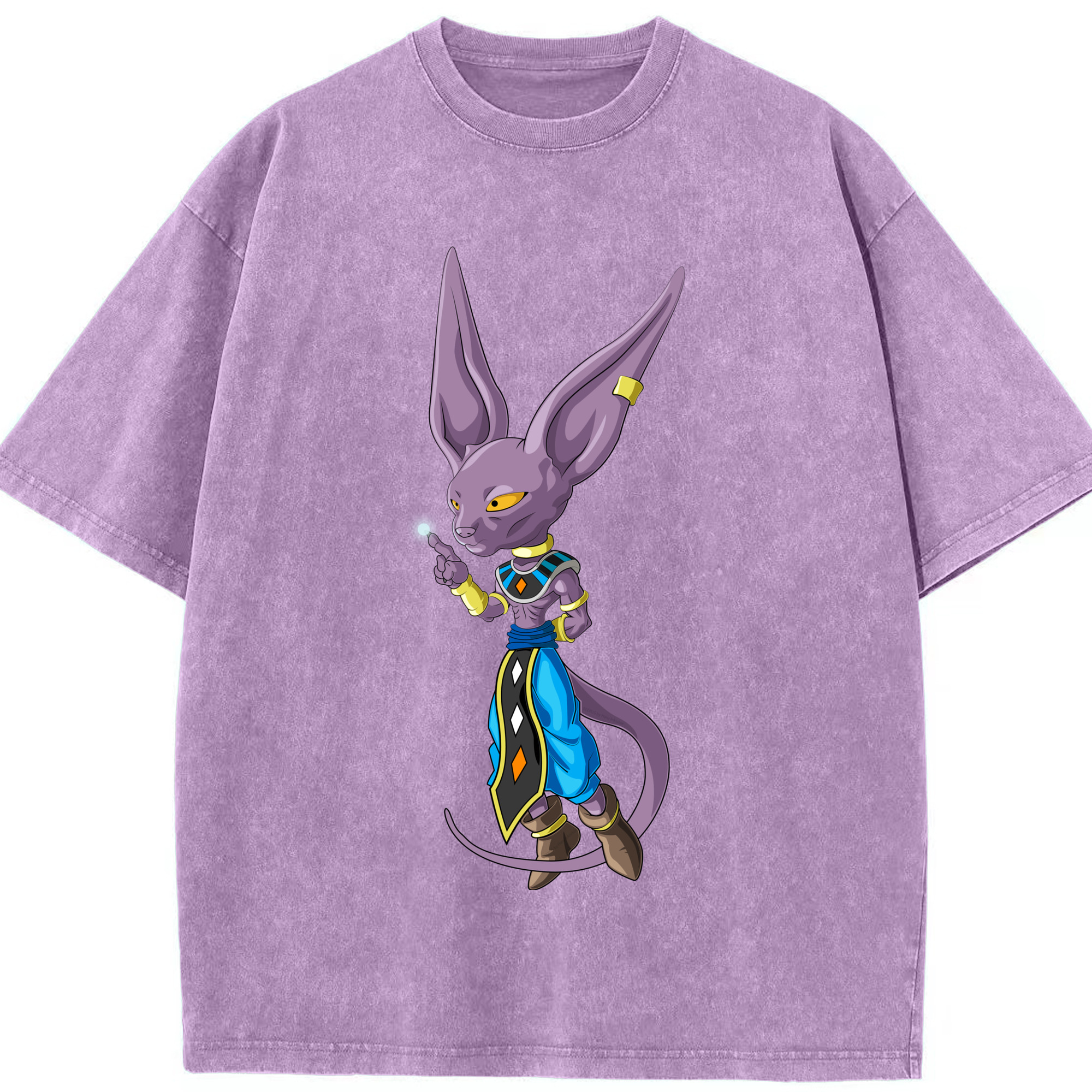 （画像用） ドラゴンボール ビルス 破壊神ビルス DRAGON BALL Beerus Birusu 綿100% ヴィンテージ風 半袖Tシャツ（フロントプリント）