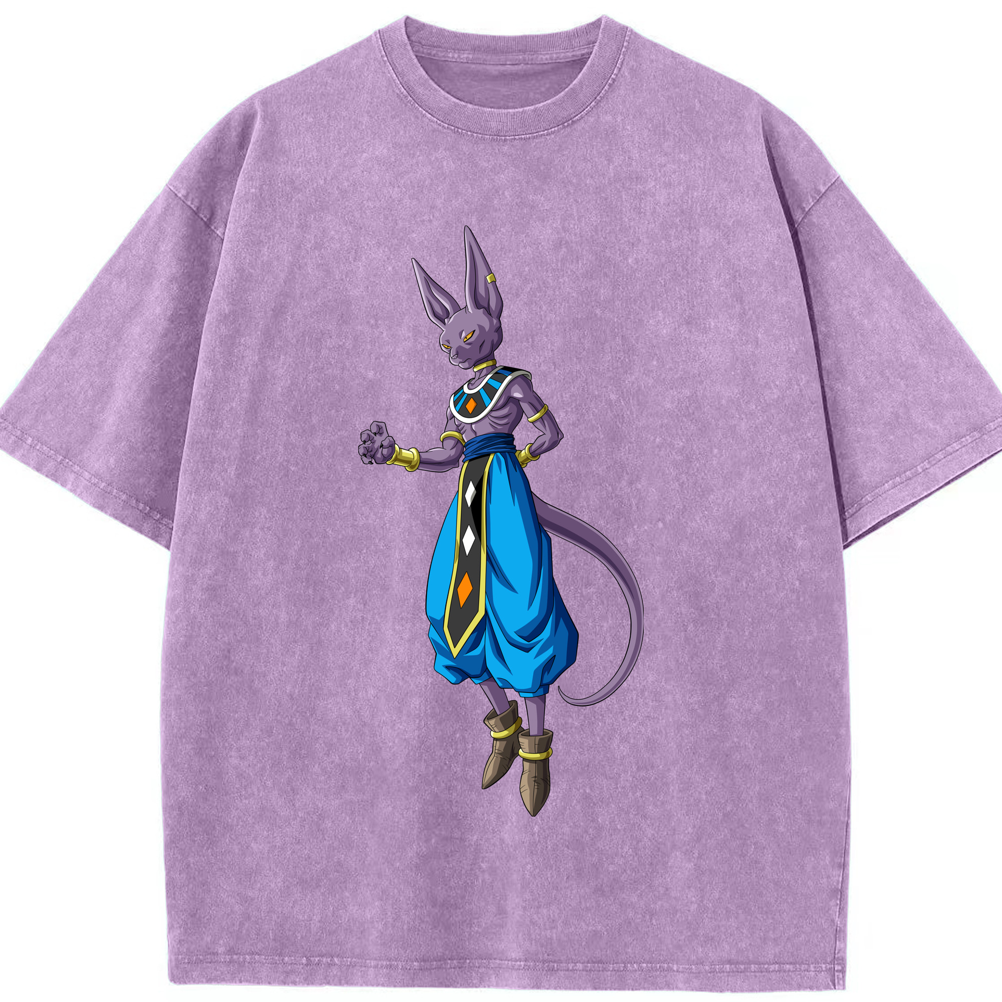 （画像用） ドラゴンボール ビルス 破壊神ビルス DRAGON BALL Beerus Birusu 綿100% ヴィンテージ風 半袖Tシャツ（フロントプリント）