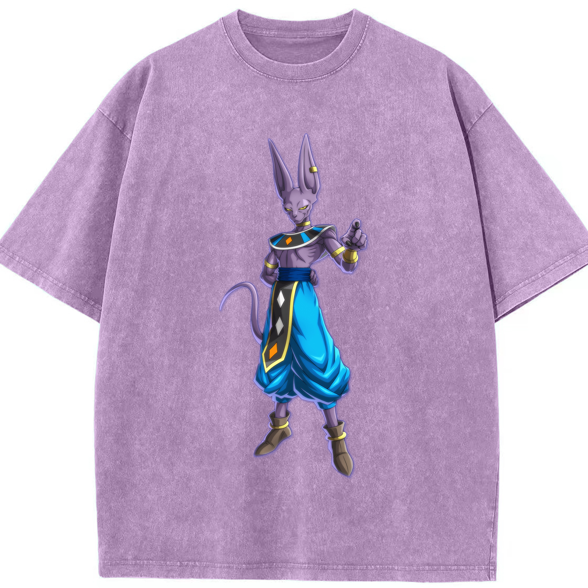 （画像用） ドラゴンボール ビルス 破壊神ビルス DRAGON BALL Beerus Birusu 綿100% ヴィンテージ風 半袖Tシャツ（フロントプリント）