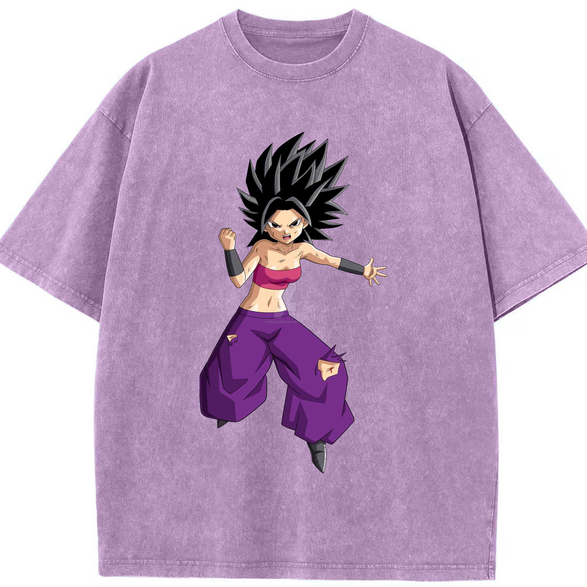 （画像用） ドラゴンボール カリフラ DRAGON BALL Caulifla 綿100% ヴィンテージ風 半袖Tシャツ（フロントプリント）