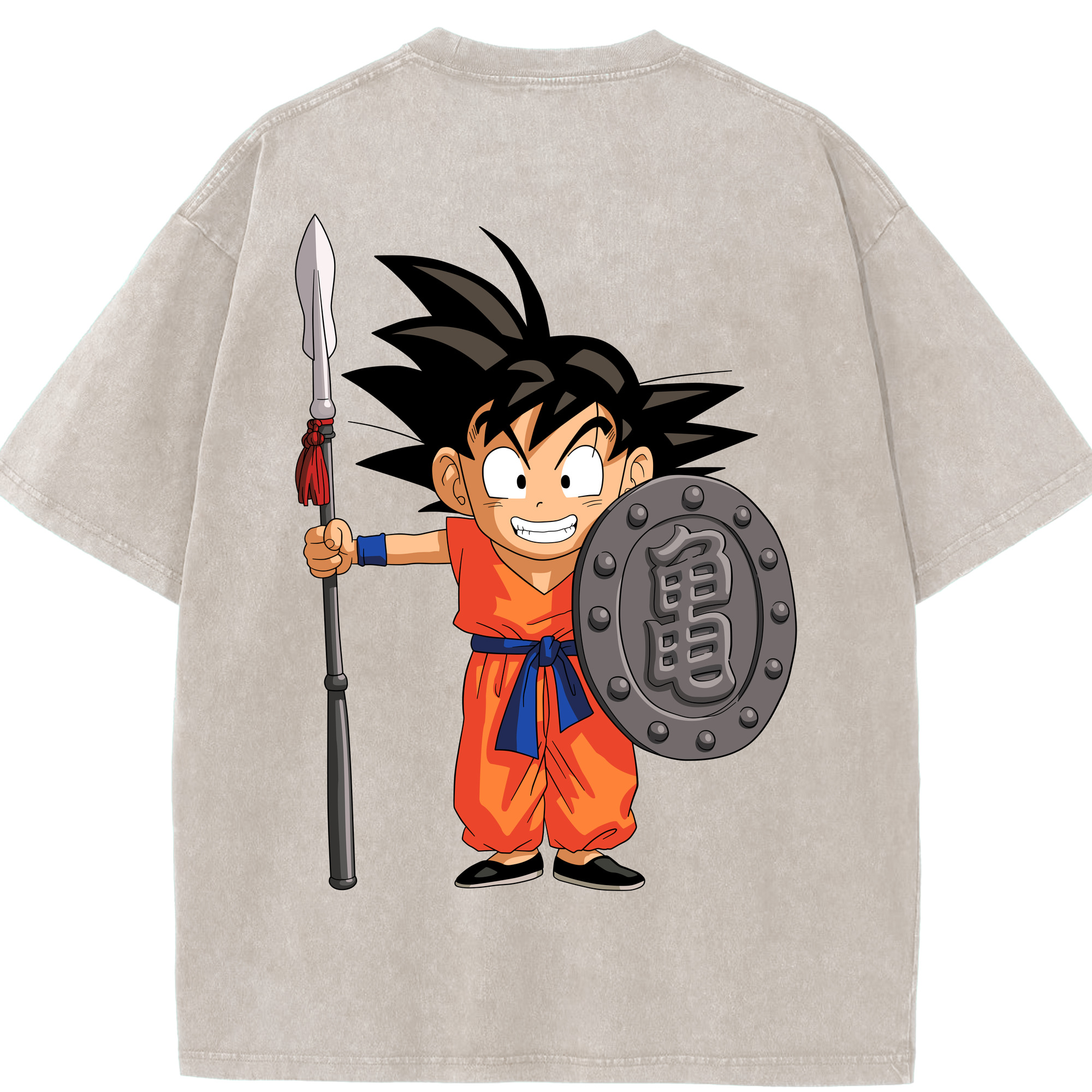（画像用） ドラゴンボール 孫悟空（そん ごくう）Son Goku カカロット DRAGON BALL Kakarotto 綿100% ヴィンテージ風 半袖Tシャツ（背面プリント）