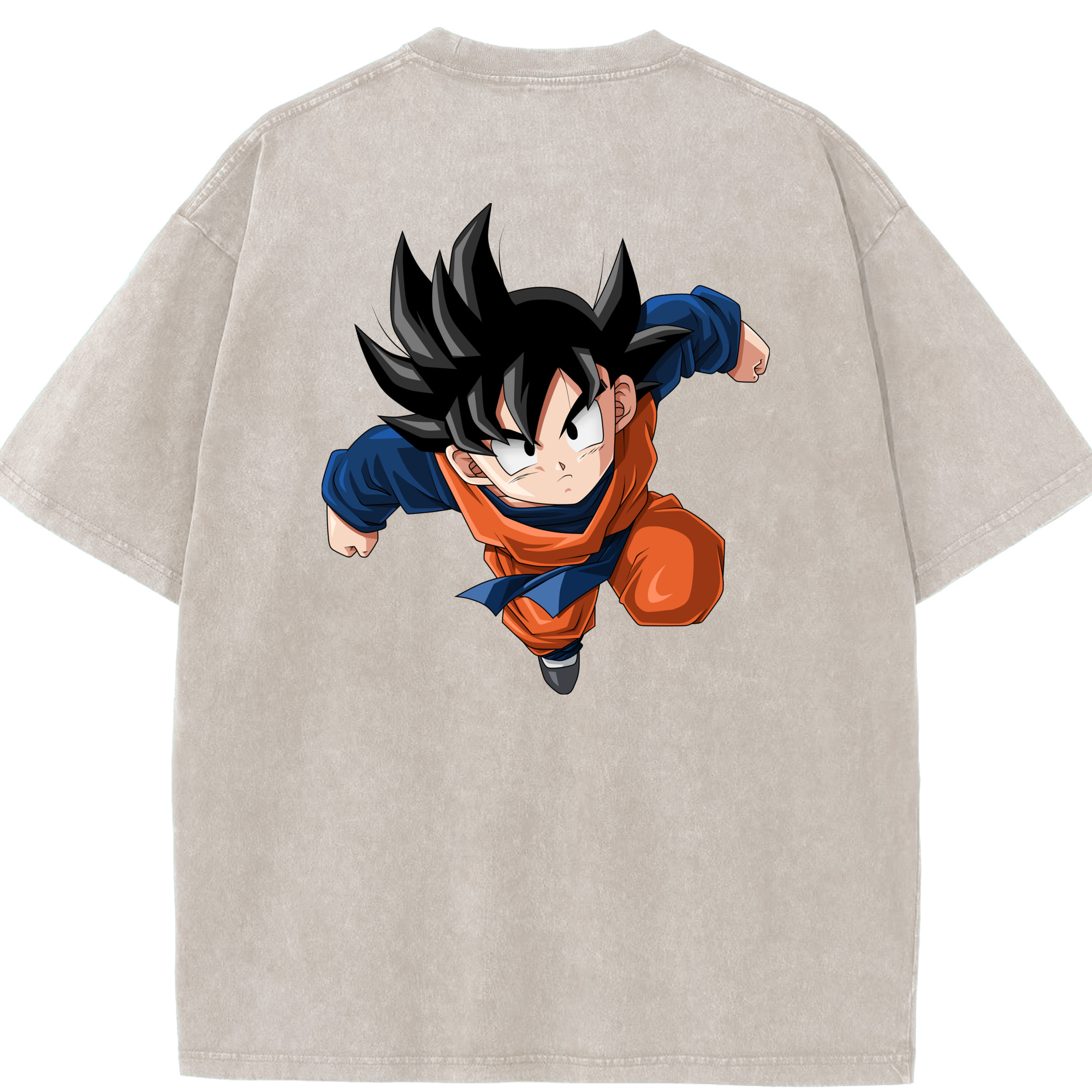 （画像用） ドラゴンボール 孫悟空（そん ごくう）Son Goku カカロット DRAGON BALL Kakarotto 綿100% ヴィンテージ風 半袖Tシャツ（背面プリント）