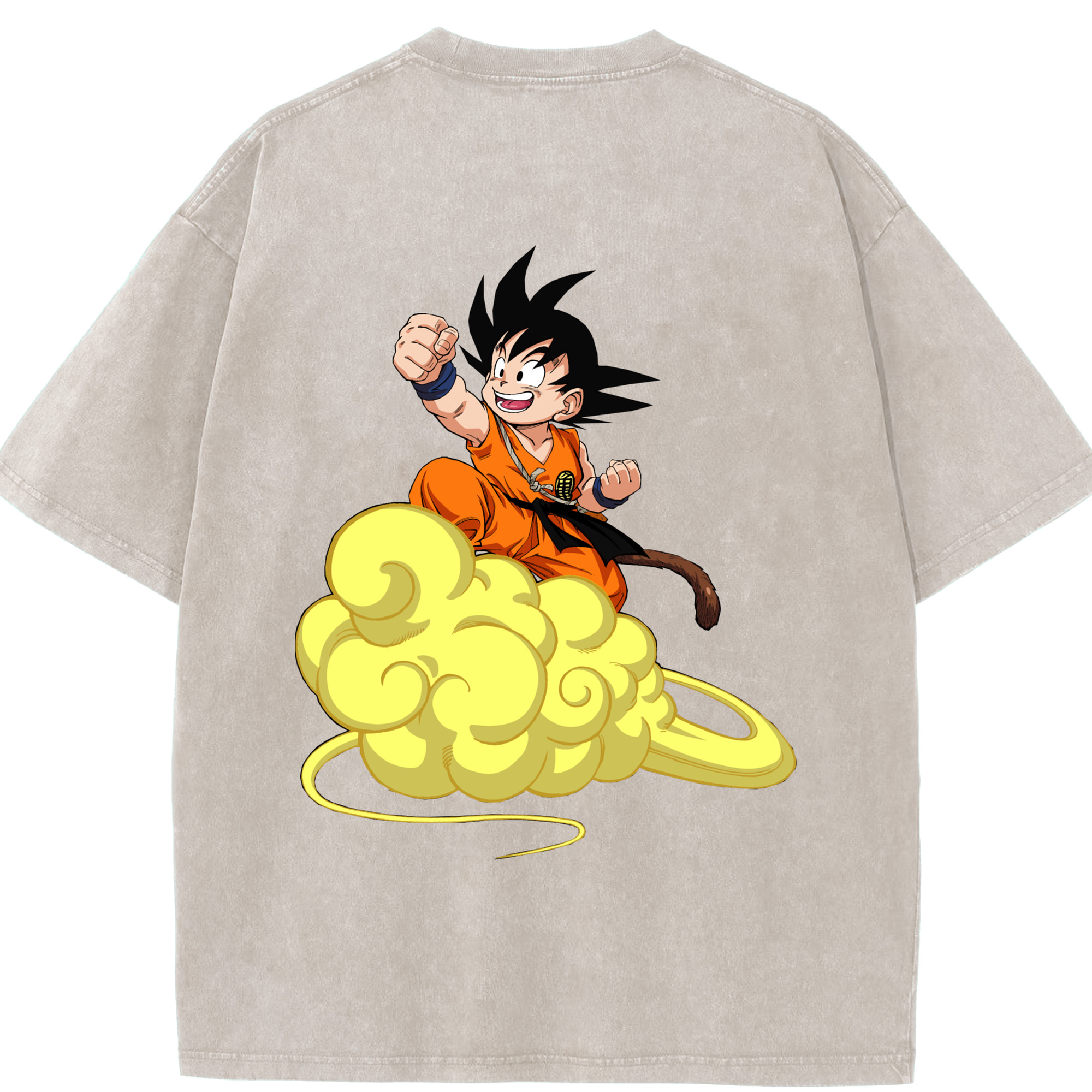 （画像用） ドラゴンボール 孫悟空（そん ごくう）Son Goku カカロット DRAGON BALL Kakarotto 綿100% ヴィンテージ風 半袖Tシャツ（背面プリント）