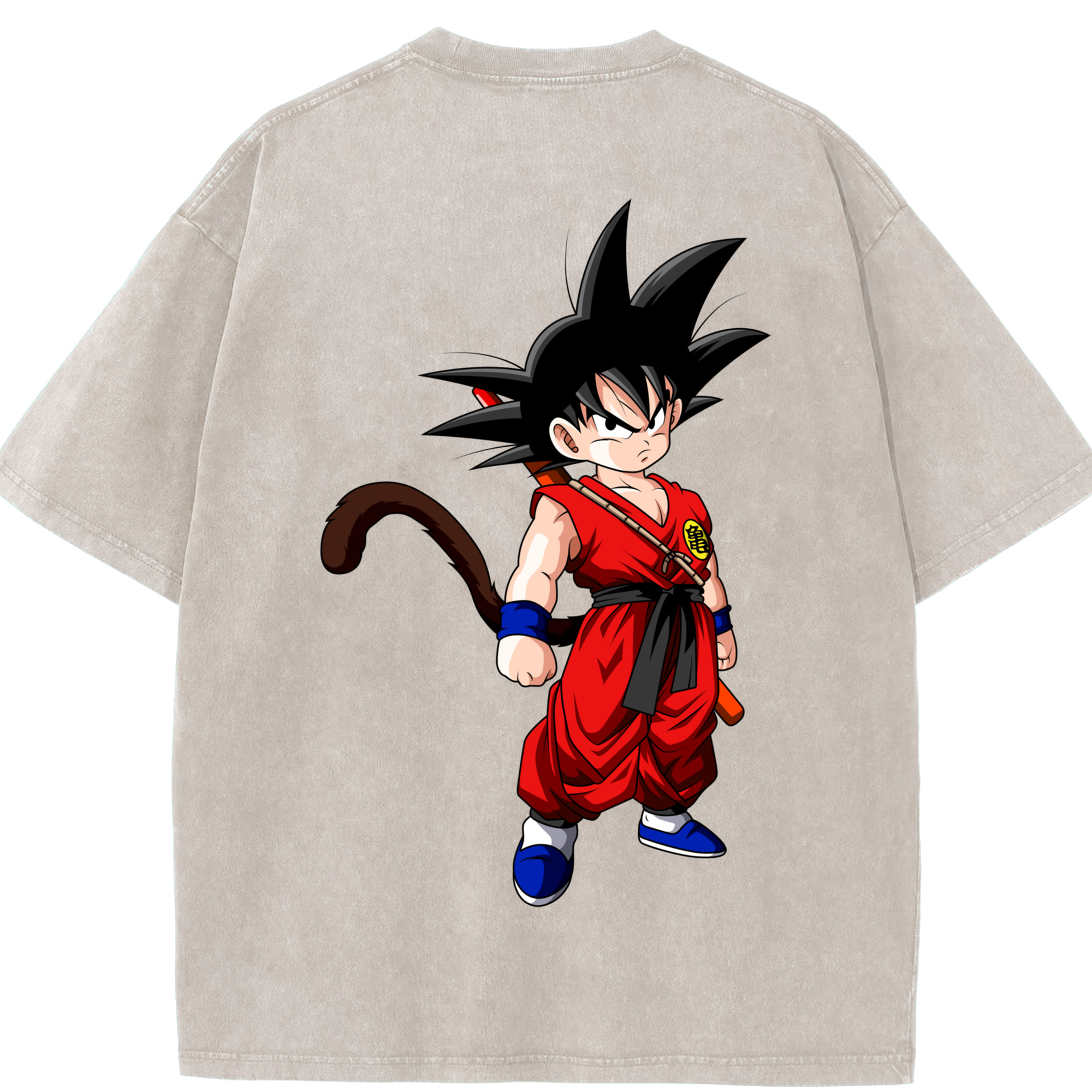 （画像用） ドラゴンボール 孫悟空（そん ごくう）Son Goku カカロット DRAGON BALL Kakarotto 綿100% ヴィンテージ風 半袖Tシャツ（背面プリント）