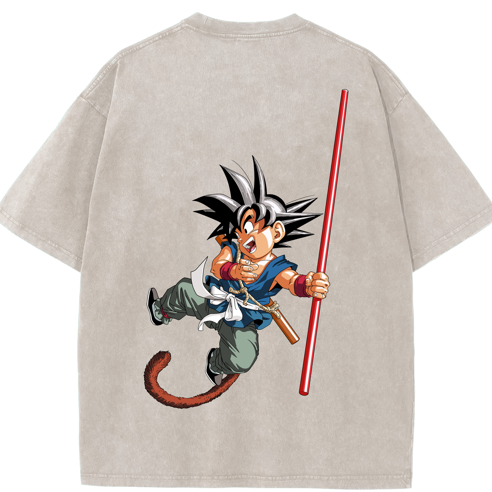（画像用） ドラゴンボール 孫悟空（そん ごくう）Son Goku カカロット DRAGON BALL Kakarotto 綿100% ヴィンテージ風 半袖Tシャツ（背面プリント）