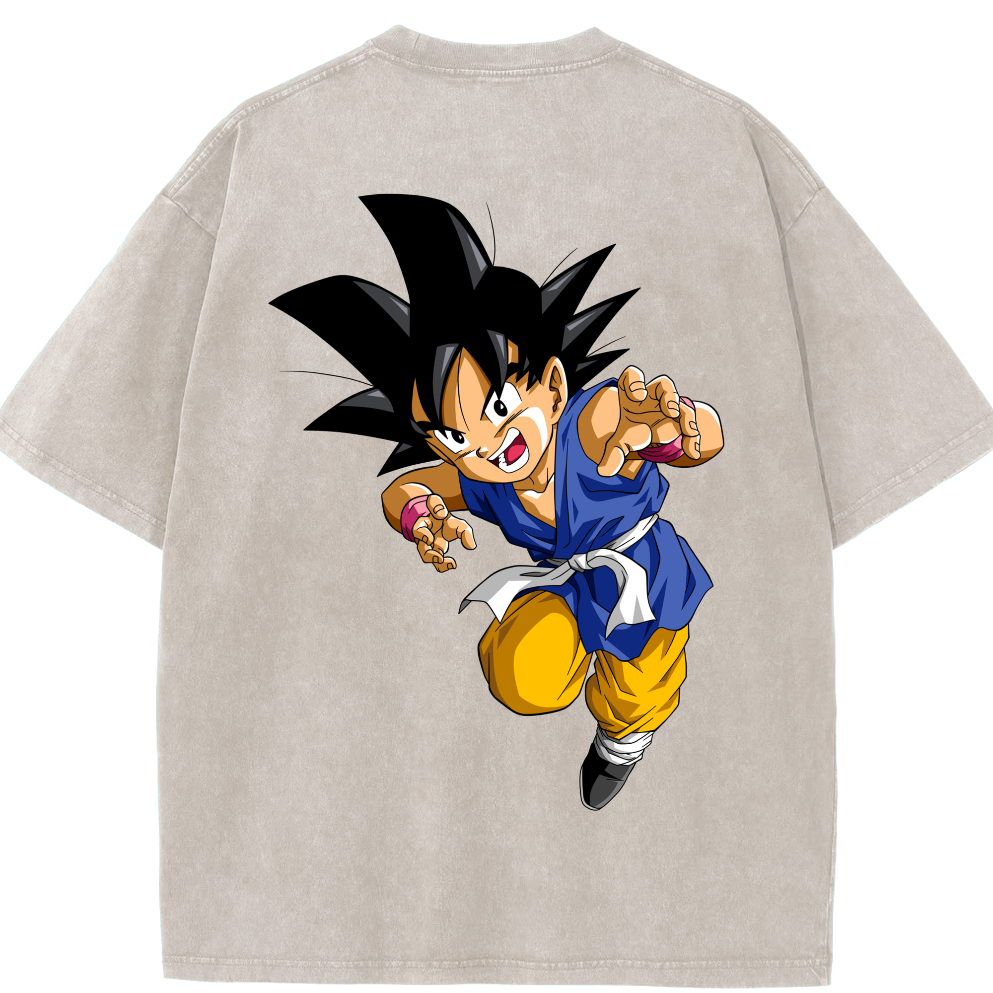 （画像用） ドラゴンボール 孫悟空（そん ごくう）Son Goku カカロット DRAGON BALL Kakarotto 綿100% ヴィンテージ風 半袖Tシャツ（背面プリント）