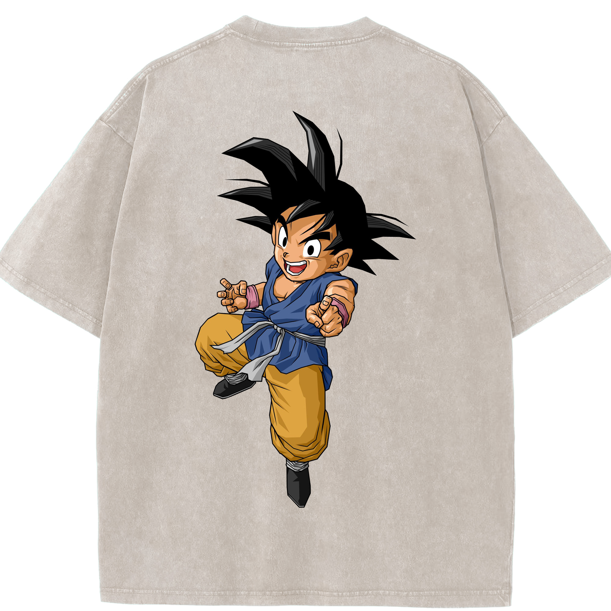 （画像用） ドラゴンボール 孫悟空（そん ごくう）Son Goku カカロット DRAGON BALL Kakarotto 綿100% ヴィンテージ風 半袖Tシャツ（背面プリント）