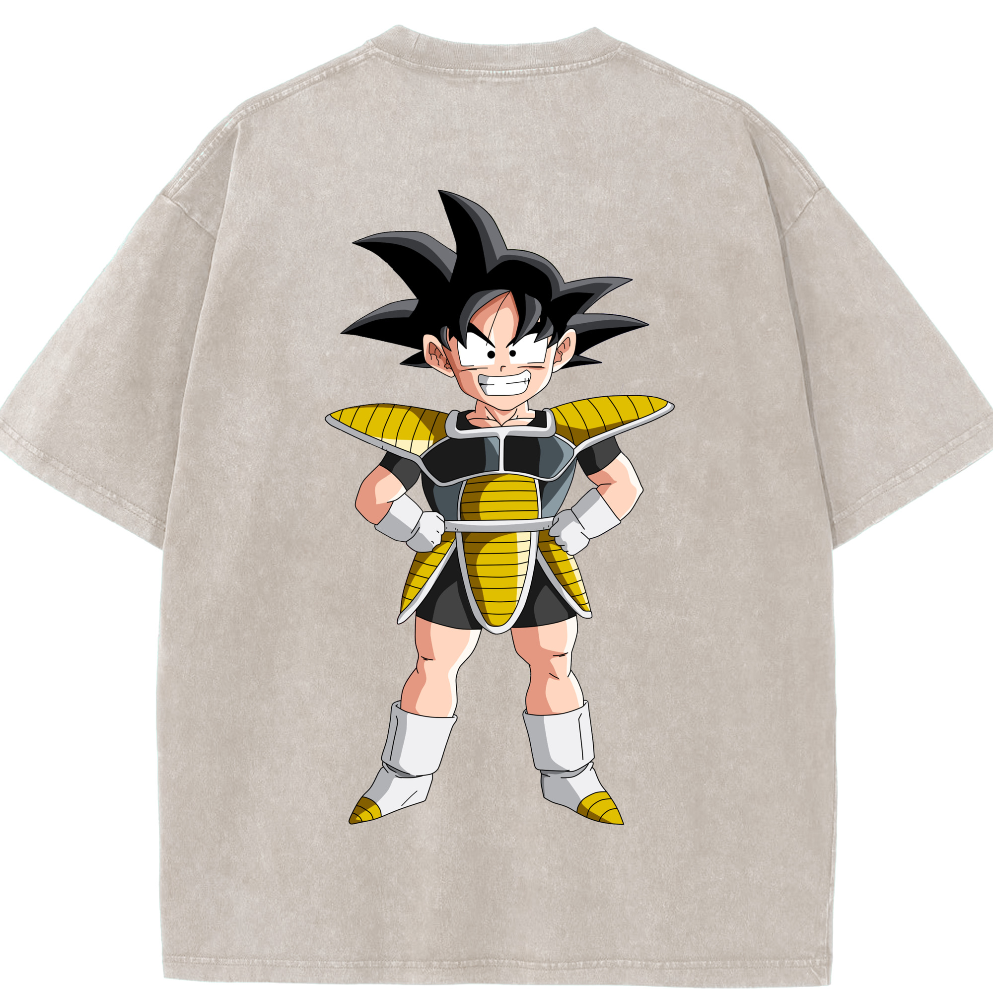 （画像用） ドラゴンボール 孫悟空（そん ごくう）Son Goku カカロット DRAGON BALL Kakarotto 綿100% ヴィンテージ風 半袖Tシャツ（背面プリント）