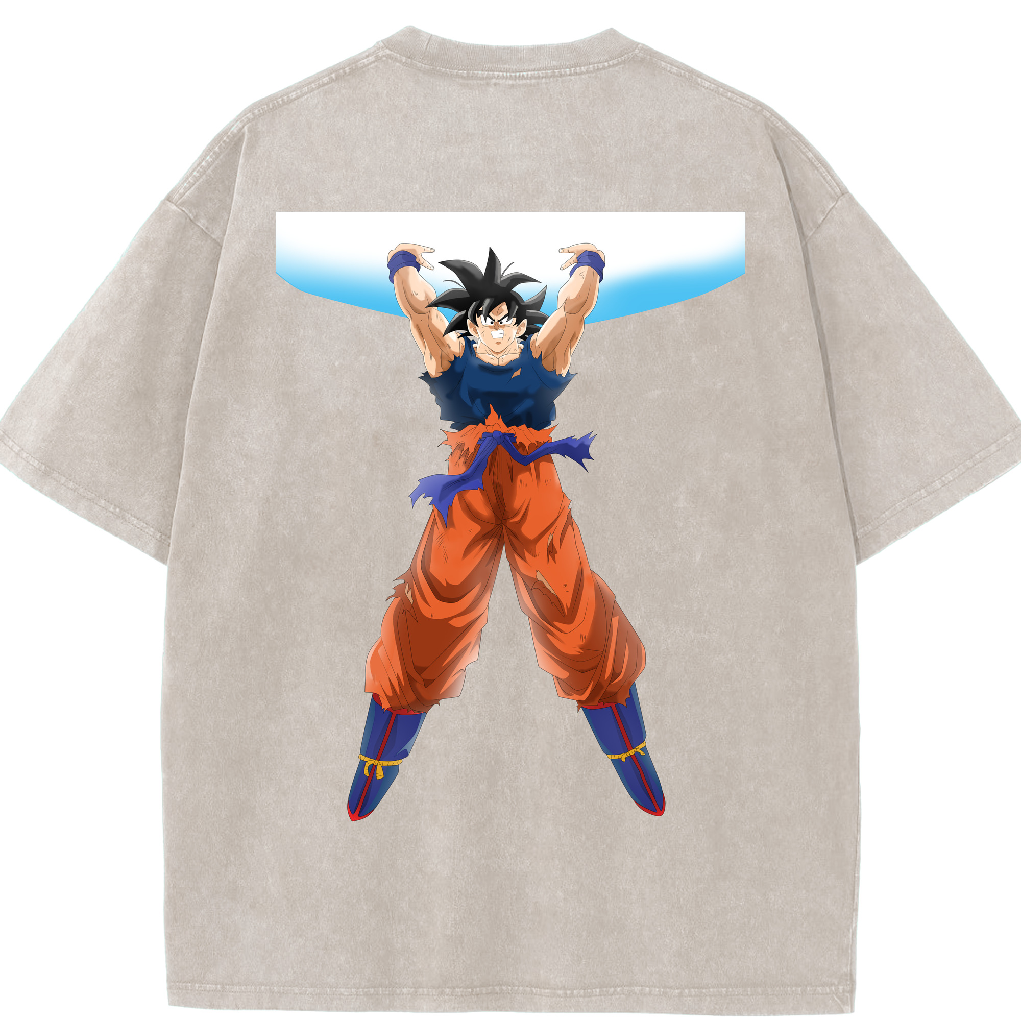 （画像用） ドラゴンボール 孫悟空（そん ごくう）Son Goku カカロット DRAGON BALL Kakarotto 綿100% ヴィンテージ風 半袖Tシャツ（背面プリント）