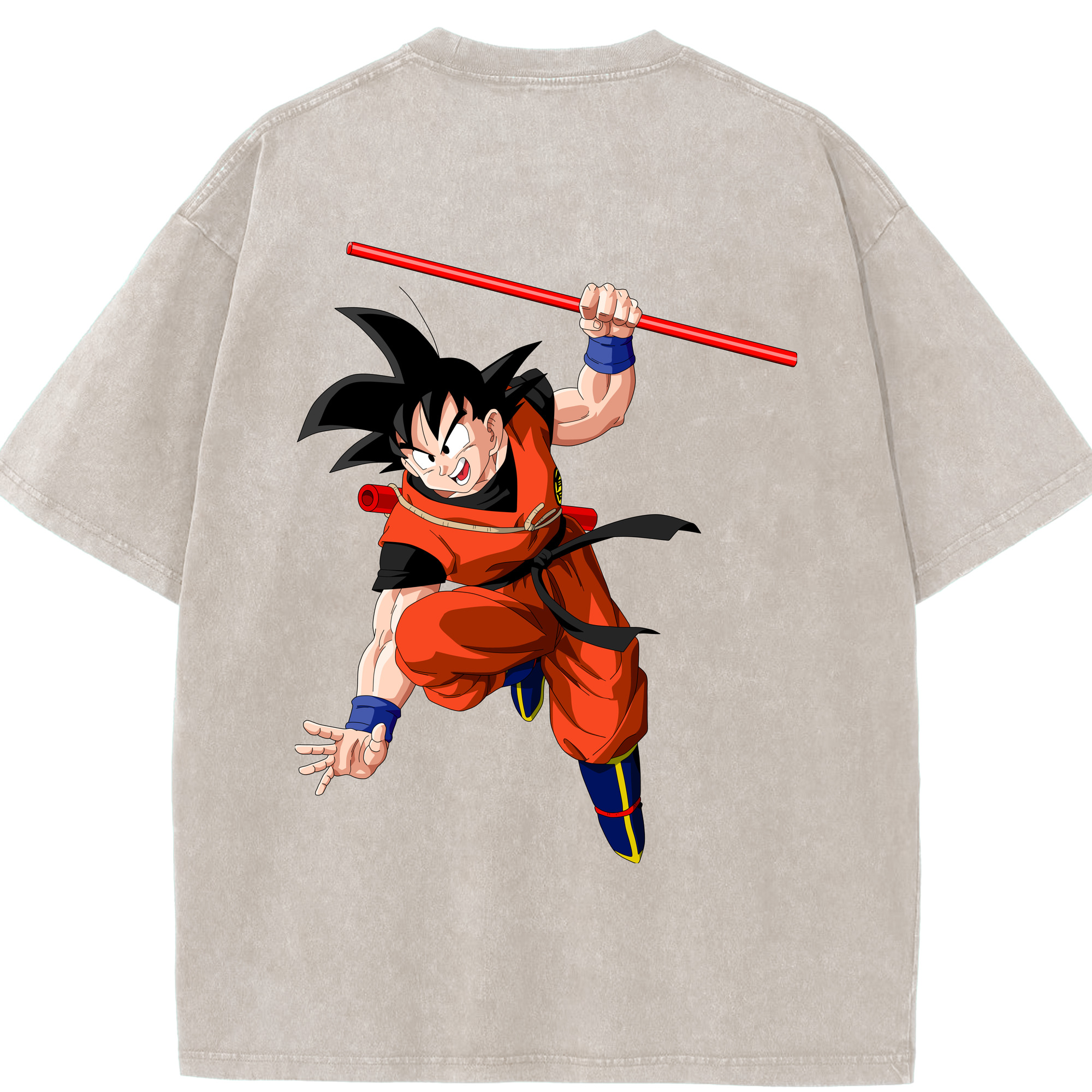 （画像用） ドラゴンボール 孫悟空（そん ごくう）Son Goku カカロット DRAGON BALL Kakarotto 綿100% ヴィンテージ風 半袖Tシャツ（背面プリント）