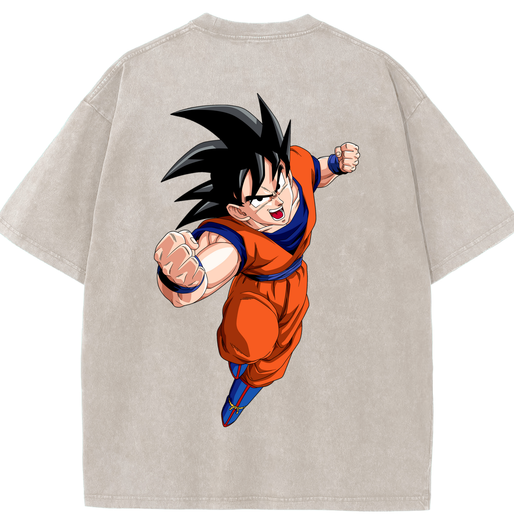 （画像用） ドラゴンボール 孫悟空（そん ごくう）Son Goku カカロット DRAGON BALL Kakarotto 綿100% ヴィンテージ風 半袖Tシャツ（背面プリント）