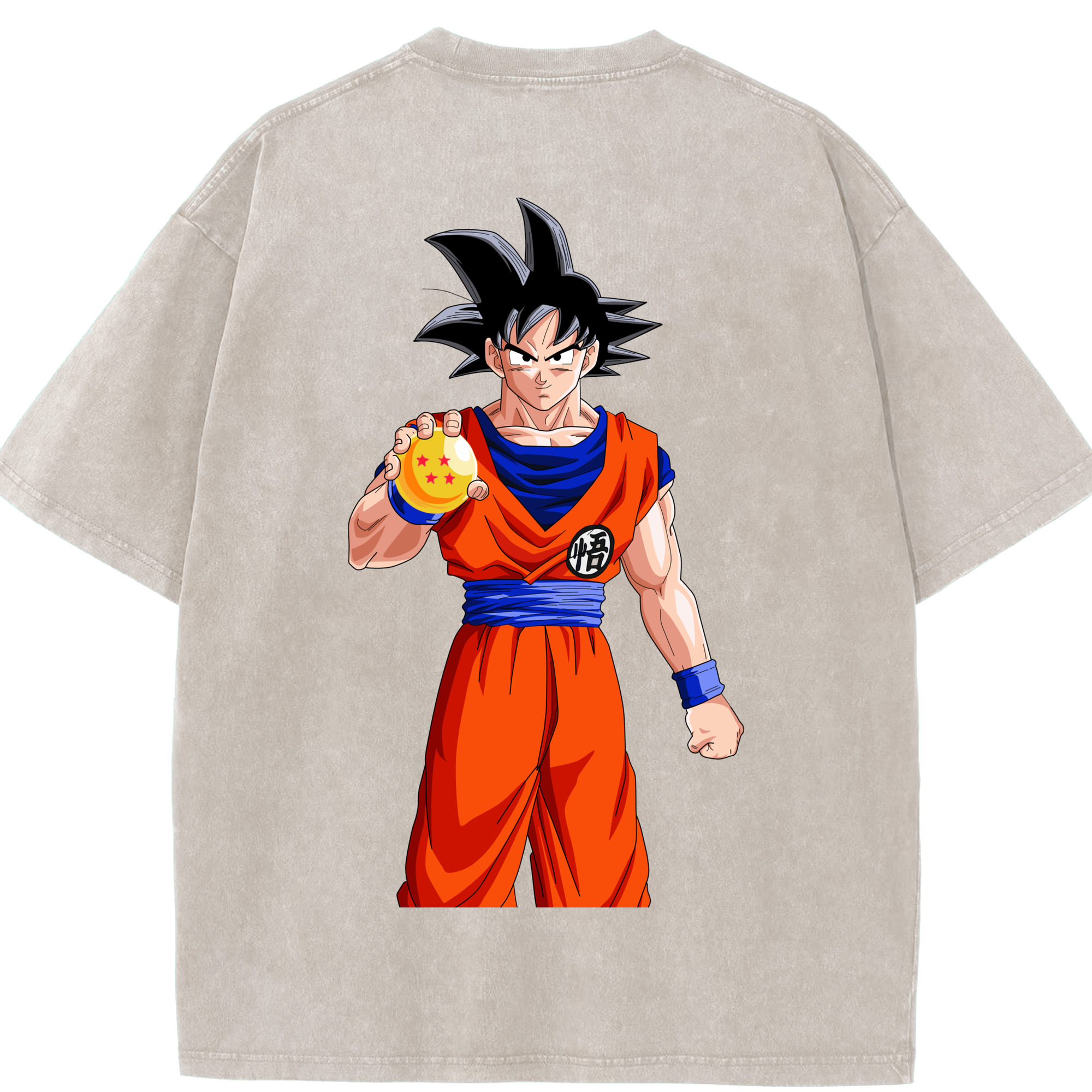 （画像用） ドラゴンボール 孫悟空（そん ごくう）Son Goku カカロット DRAGON BALL Kakarotto 綿100% ヴィンテージ風 半袖Tシャツ（背面プリント）