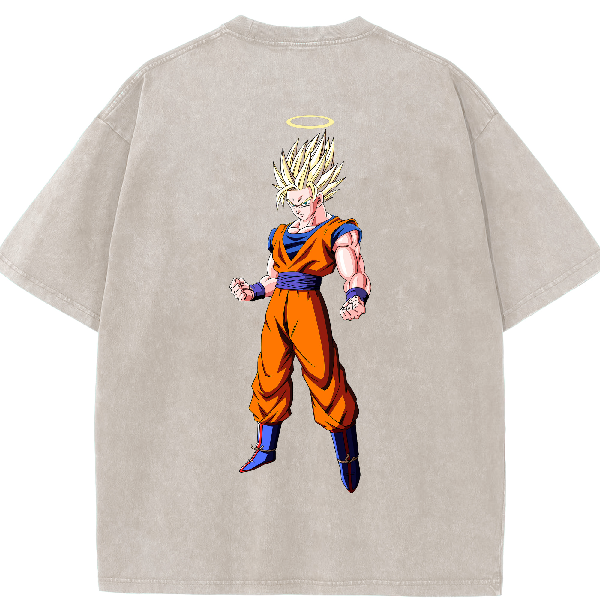 （画像用） ドラゴンボール 孫悟空（そん ごくう）Son Goku カカロット DRAGON BALL Kakarotto 綿100% ヴィンテージ風 半袖Tシャツ（背面プリント）