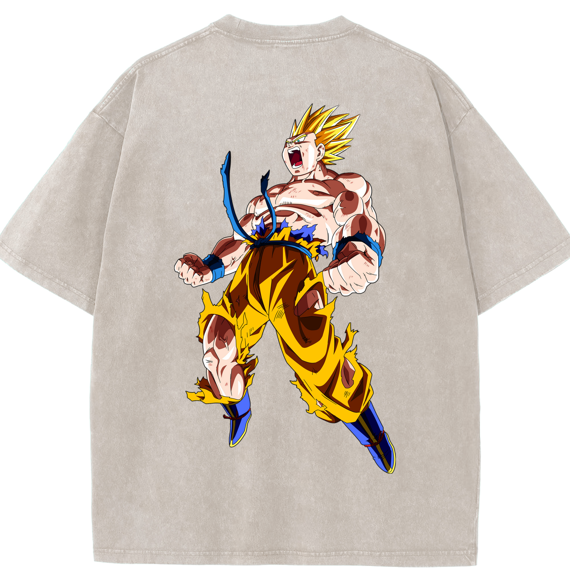 （画像用） ドラゴンボール 孫悟空（そん ごくう）Son Goku カカロット DRAGON BALL Kakarotto 綿100% ヴィンテージ風 半袖Tシャツ（背面プリント）