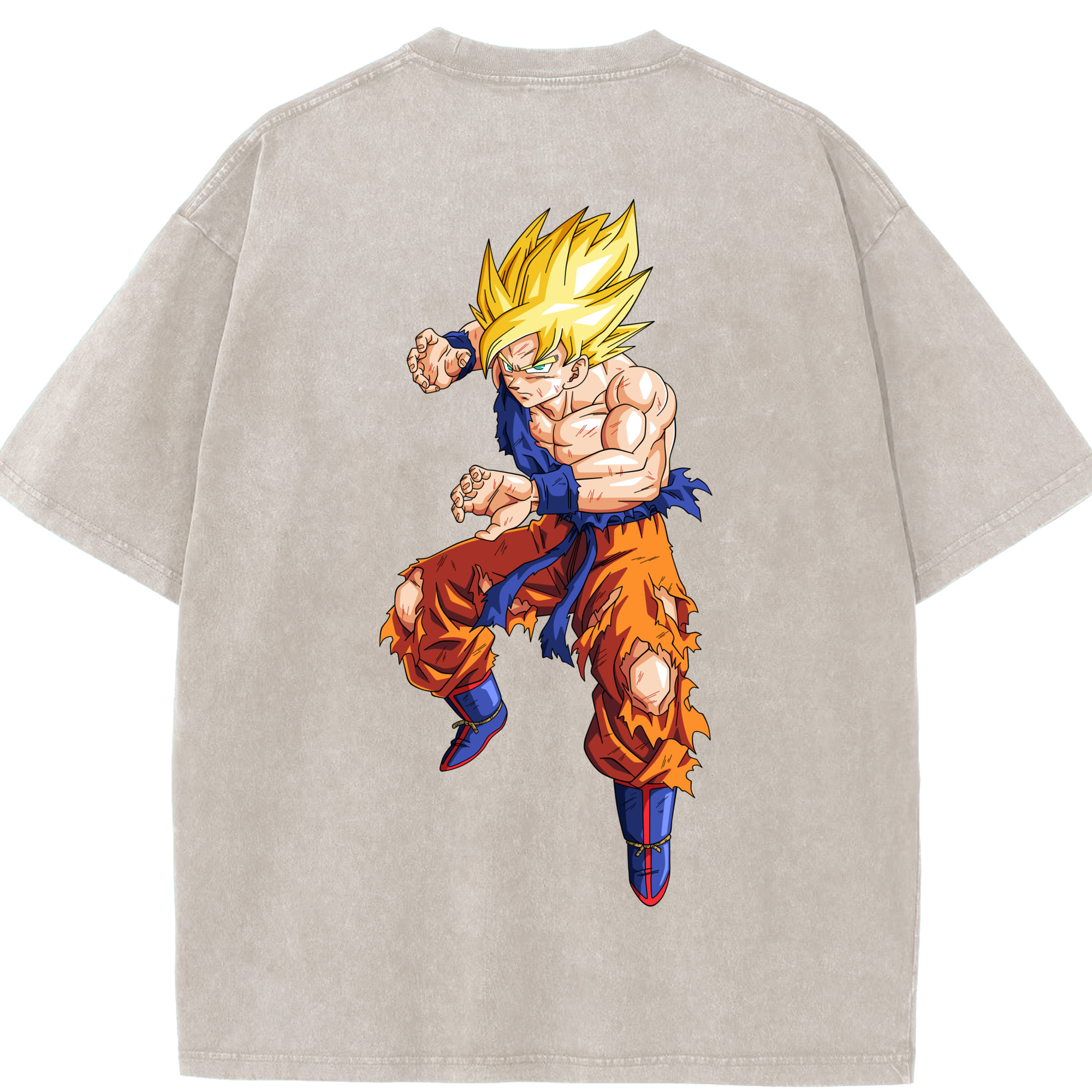 （画像用） ドラゴンボール 孫悟空（そん ごくう）Son Goku カカロット DRAGON BALL Kakarotto 綿100% ヴィンテージ風 半袖Tシャツ（背面プリント）