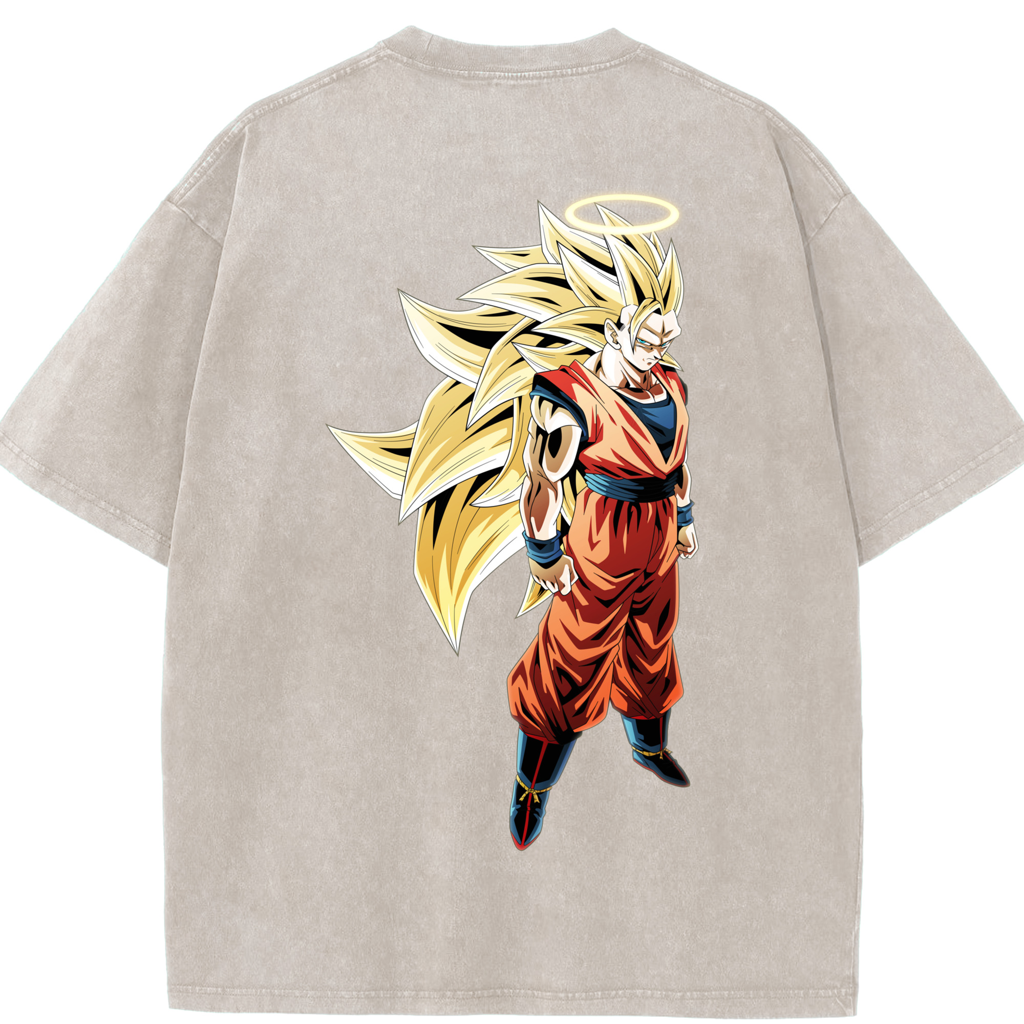 （画像用） ドラゴンボール 孫悟空（そん ごくう）Son Goku カカロット DRAGON BALL Kakarotto 綿100% ヴィンテージ風 半袖Tシャツ（背面プリント）