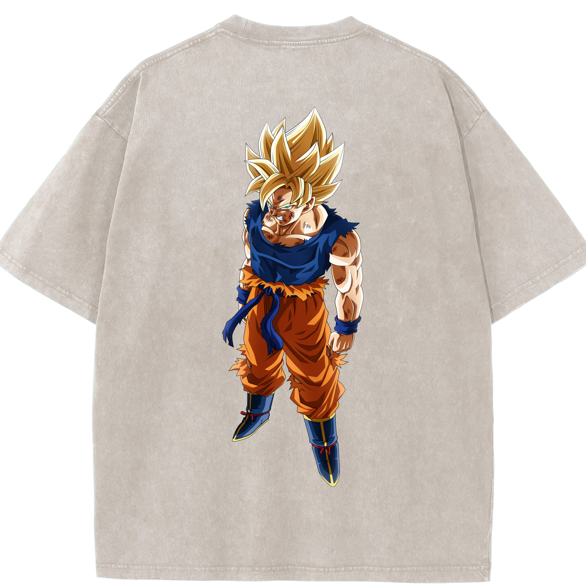 （画像用） ドラゴンボール 孫悟空（そん ごくう）Son Goku カカロット DRAGON BALL Kakarotto 綿100% ヴィンテージ風 半袖Tシャツ（背面プリント）