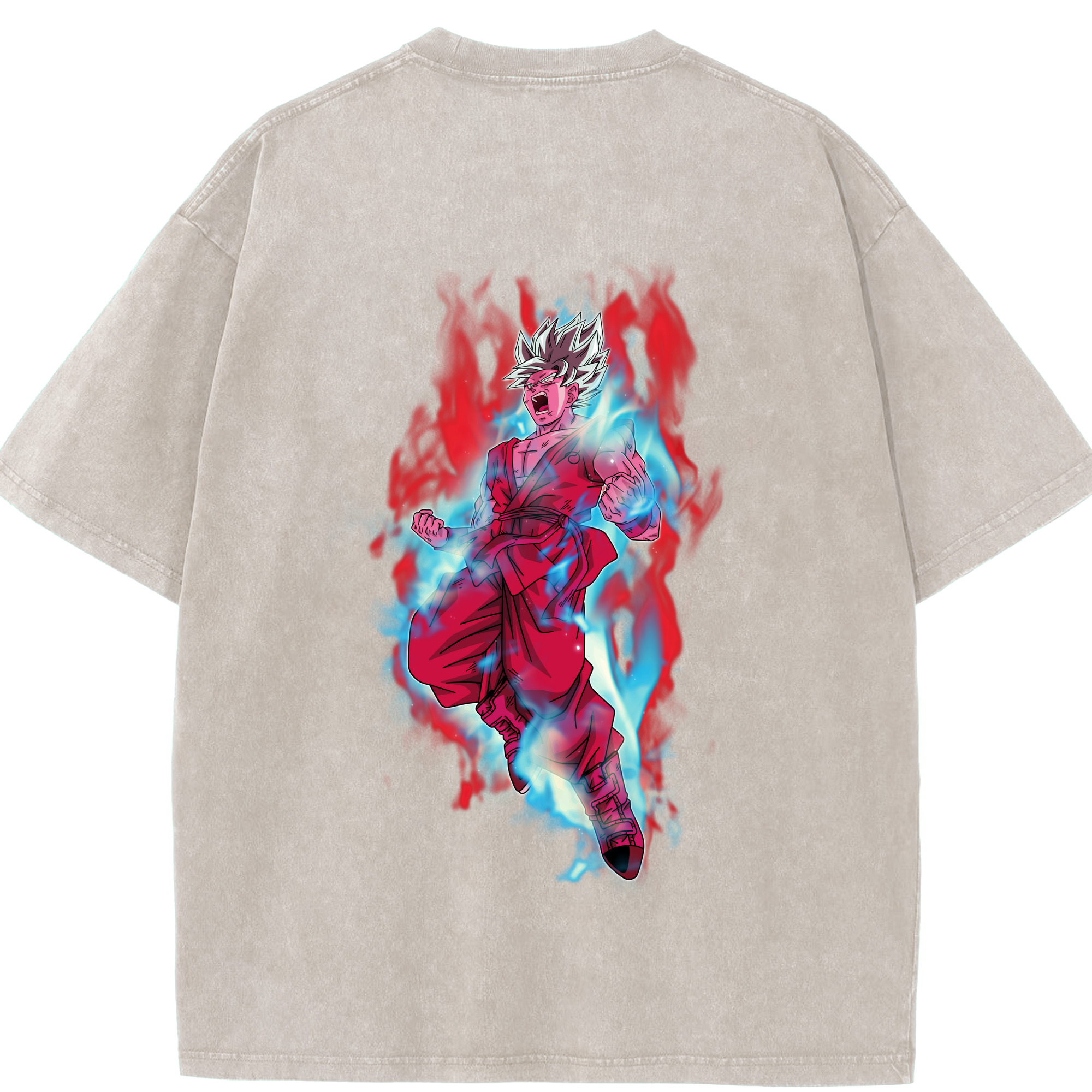 （画像用） ドラゴンボール 孫悟空（そん ごくう）Son Goku カカロット DRAGON BALL Kakarotto 綿100% ヴィンテージ風 半袖Tシャツ（背面プリント）