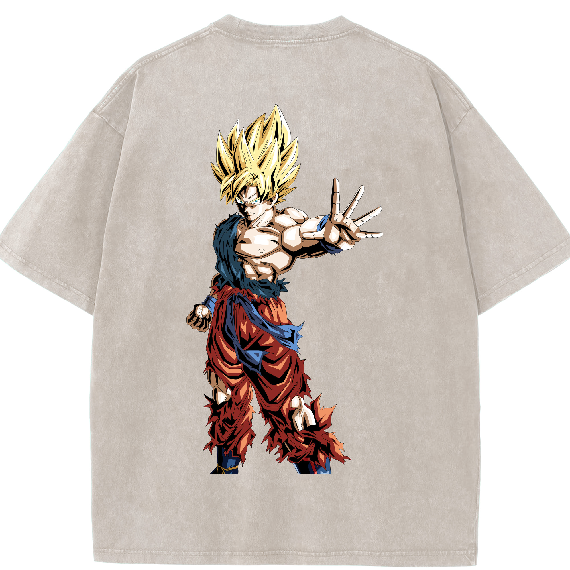 （画像用） ドラゴンボール 孫悟空（そん ごくう）Son Goku カカロット DRAGON BALL Kakarotto 綿100% ヴィンテージ風 半袖Tシャツ（背面プリント）