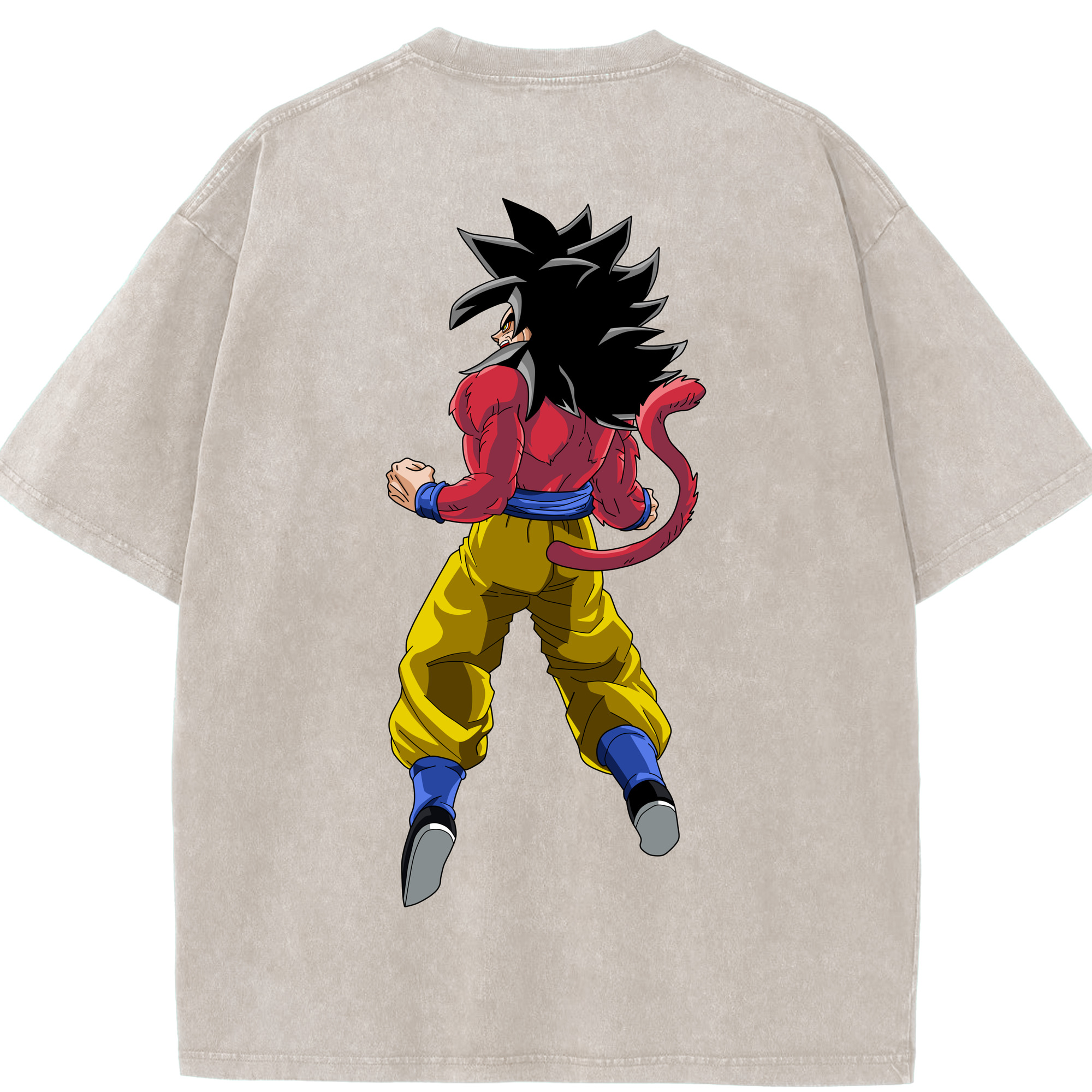 （画像用） ドラゴンボール 孫悟空（そん ごくう）Son Goku カカロット DRAGON BALL Kakarotto 綿100% ヴィンテージ風 半袖Tシャツ（背面プリント）