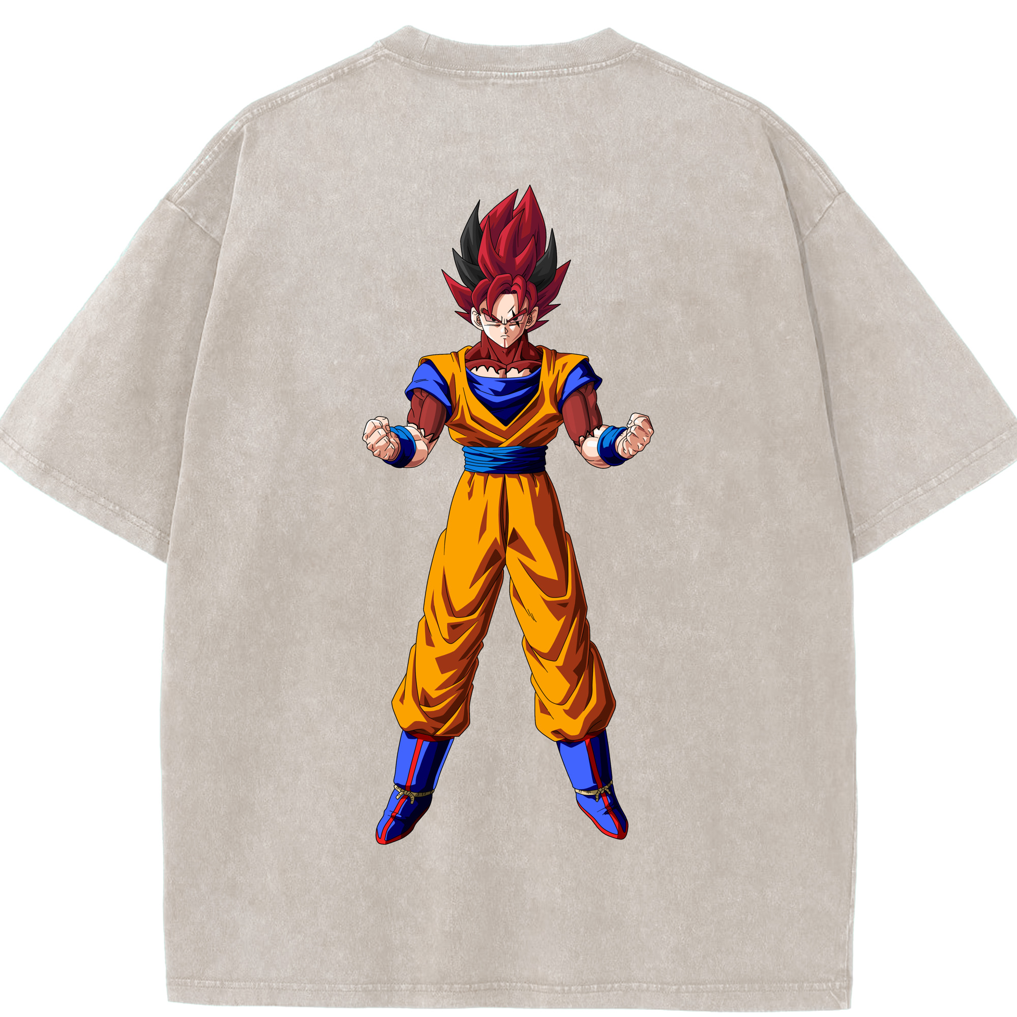 （画像用） ドラゴンボール 孫悟空（そん ごくう）Son Goku カカロット DRAGON BALL Kakarotto 綿100% ヴィンテージ風 半袖Tシャツ（背面プリント）