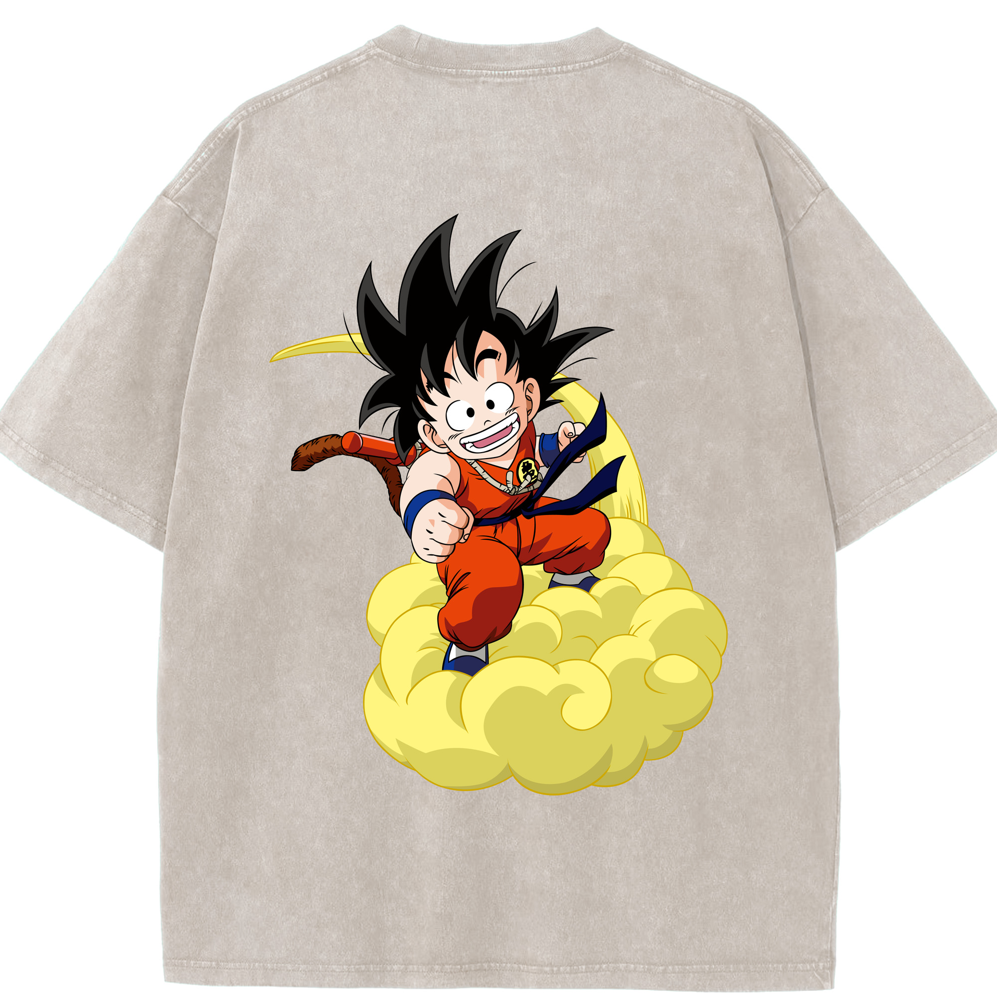 （画像用） ドラゴンボール 孫悟空（そん ごくう）Son Goku カカロット DRAGON BALL Kakarotto 綿100% ヴィンテージ風 半袖Tシャツ（背面プリント）