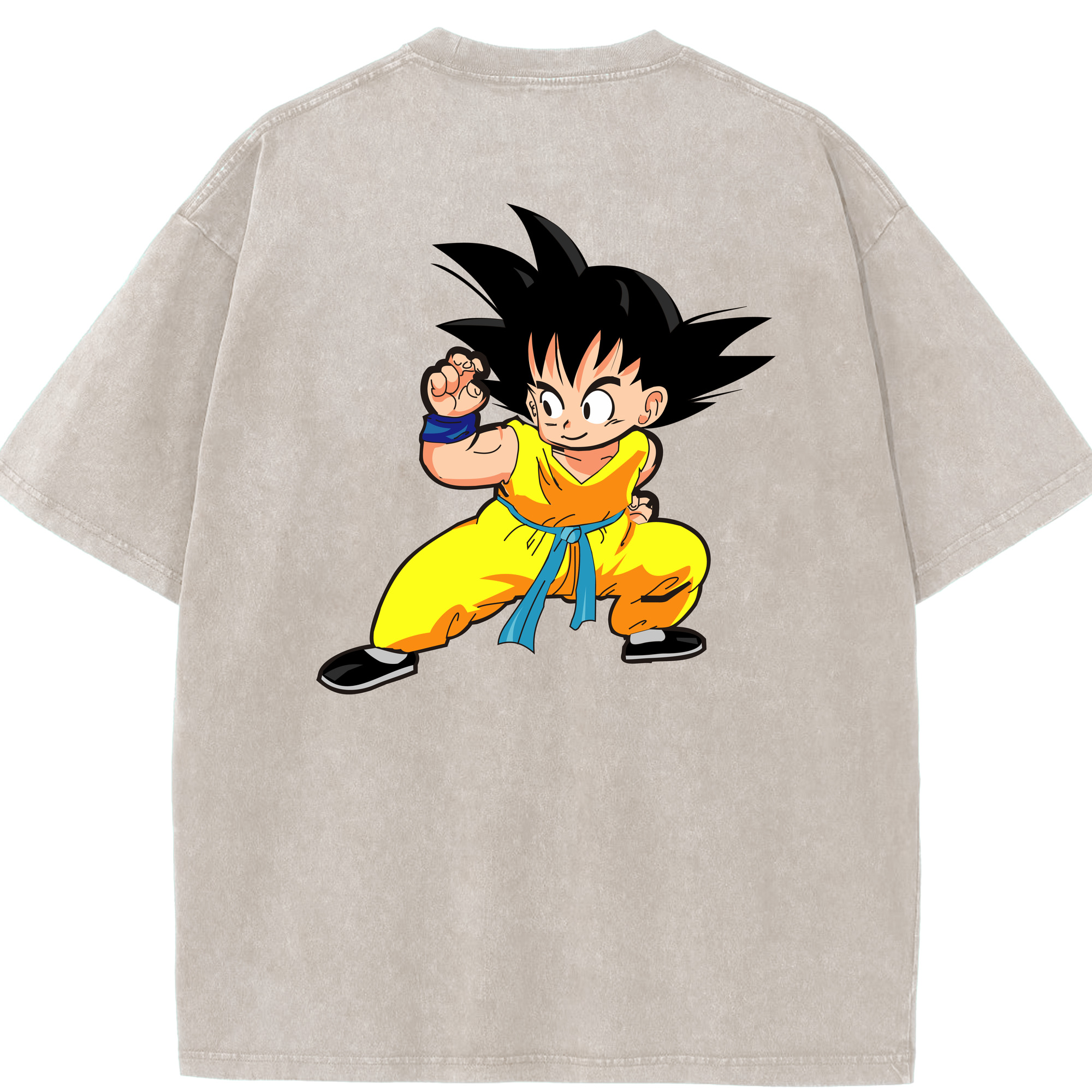 （画像用） ドラゴンボール 孫悟空（そん ごくう）Son Goku カカロット DRAGON BALL Kakarotto 綿100% ヴィンテージ風 半袖Tシャツ（背面プリント）