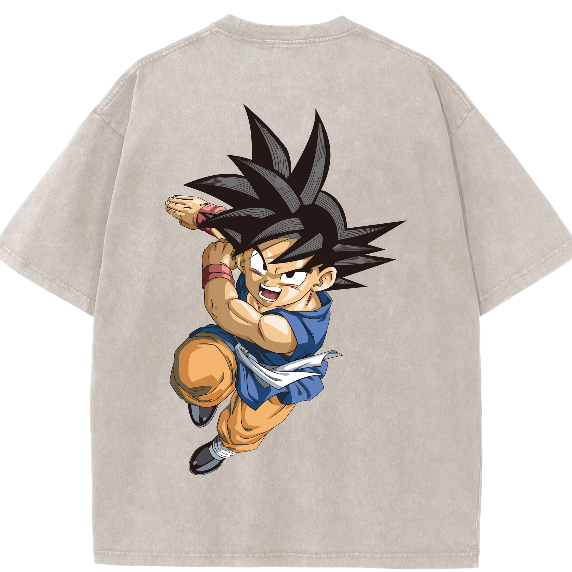 （画像用） ドラゴンボール 孫悟空（そん ごくう）Son Goku カカロット DRAGON BALL Kakarotto 綿100% ヴィンテージ風 半袖Tシャツ（背面プリント）