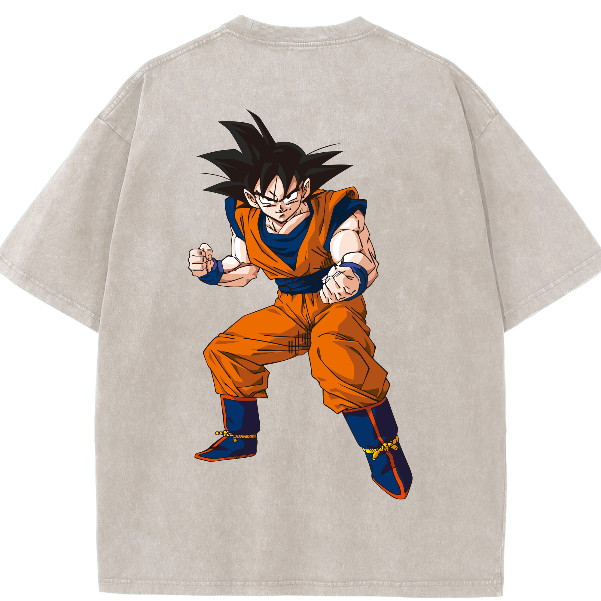 （画像用） ドラゴンボール 孫悟空（そん ごくう）Son Goku カカロット DRAGON BALL Kakarotto 綿100% ヴィンテージ風 半袖Tシャツ（背面プリント）