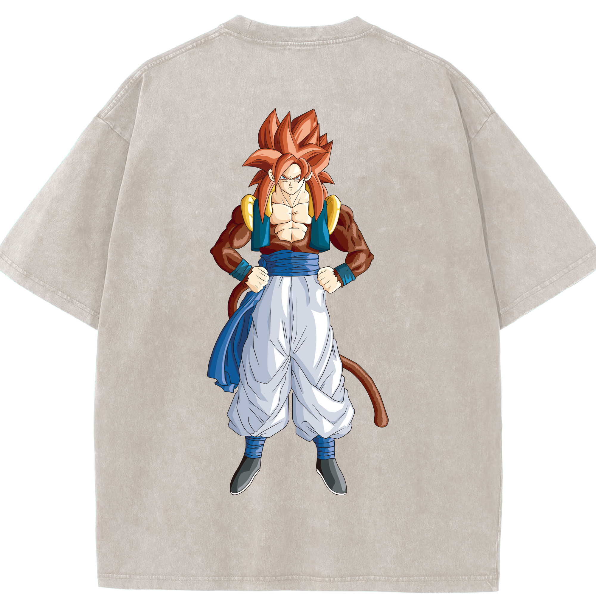 （画像用） ドラゴンボール 孫悟空（そん ごくう）Son Goku カカロット DRAGON BALL Kakarotto 綿100% ヴィンテージ風 半袖Tシャツ（背面プリント）