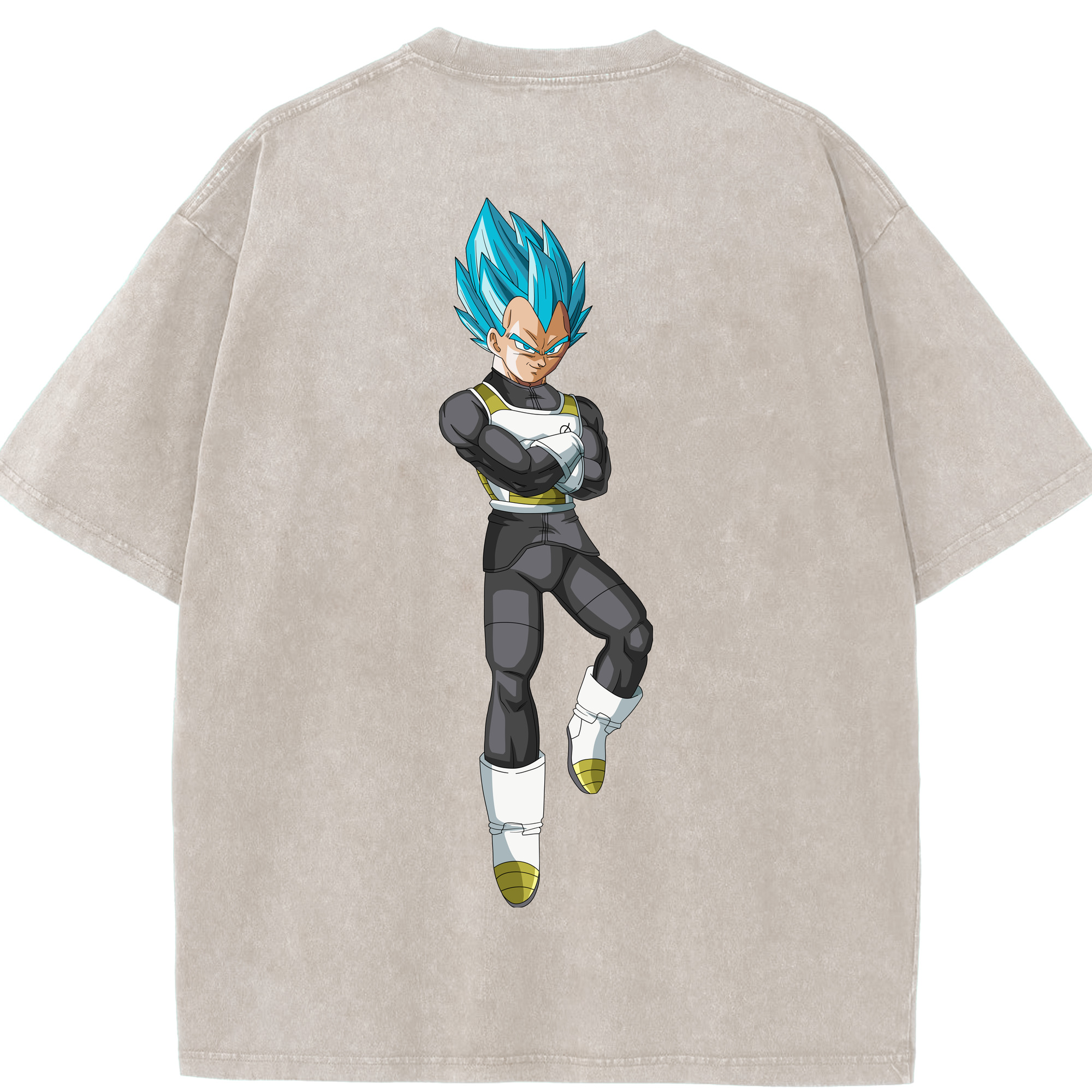 （画像用） ドラゴンボール ベジータ四世（Bejīta Yonsei）DRAGON BALL Vegeta IV 綿100% ヴィンテージ風 半袖Tシャツ（背面プリント）