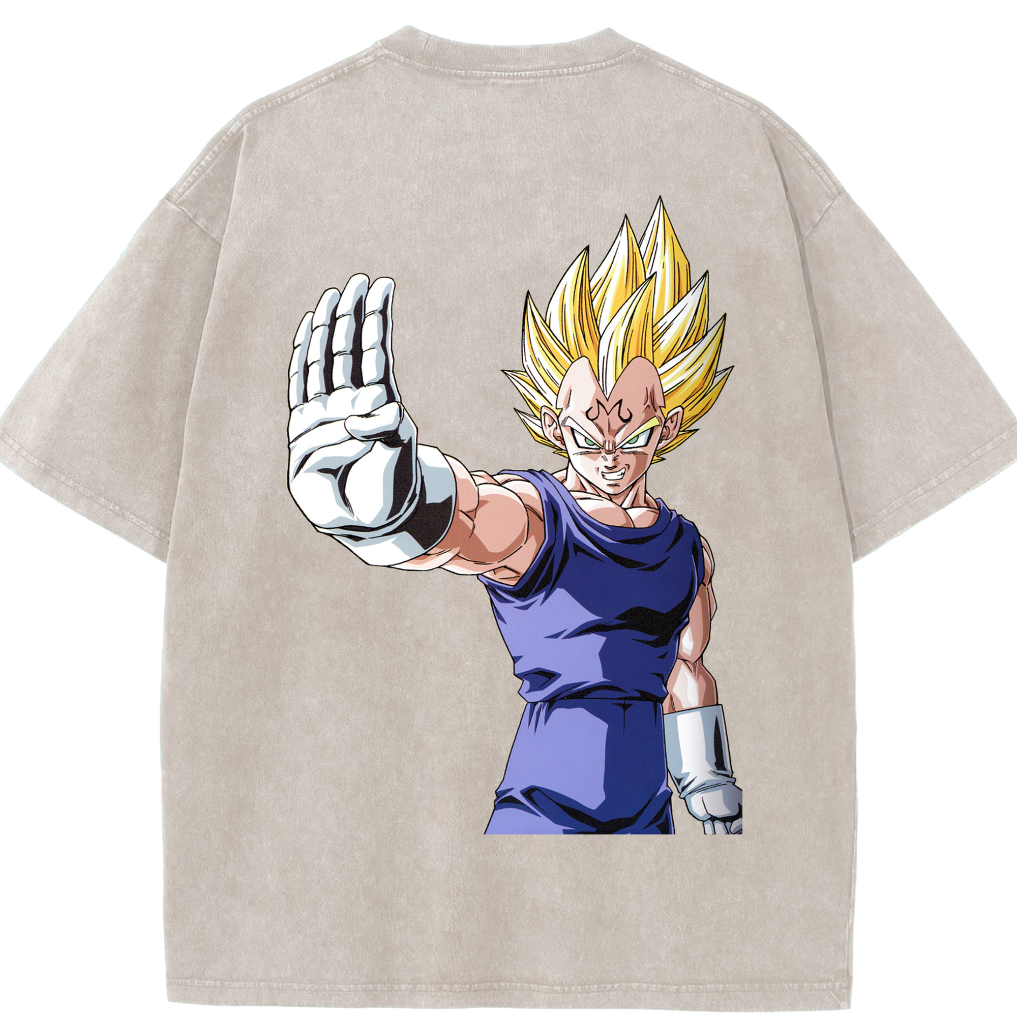 （画像用） ドラゴンボール ベジータ四世（Bejīta Yonsei）DRAGON BALL Vegeta IV 綿100% ヴィンテージ風 半袖Tシャツ（背面プリント）