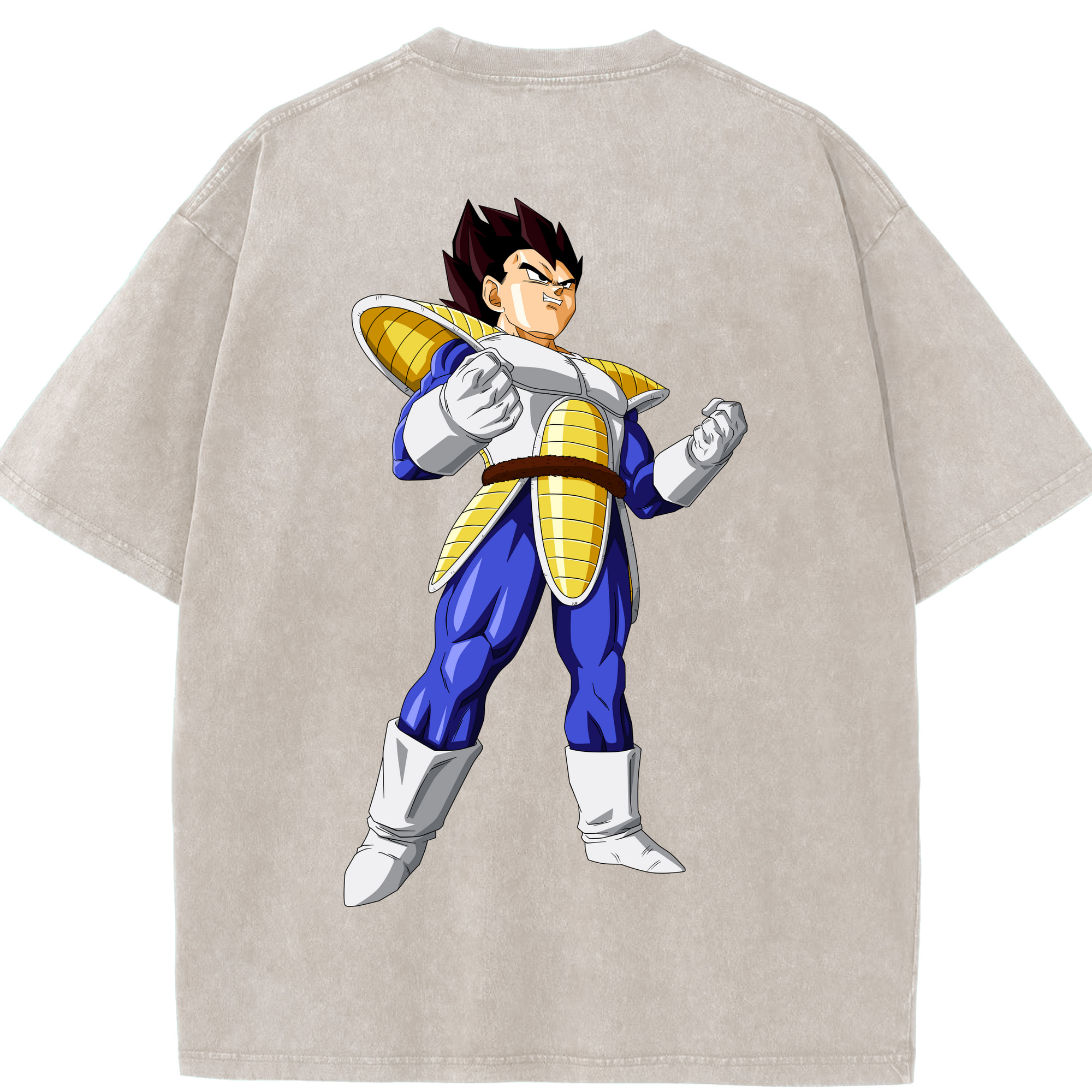 （画像用） ドラゴンボール ベジータ四世（Bejīta Yonsei）DRAGON BALL Vegeta IV 綿100% ヴィンテージ風 半袖Tシャツ（背面プリント）