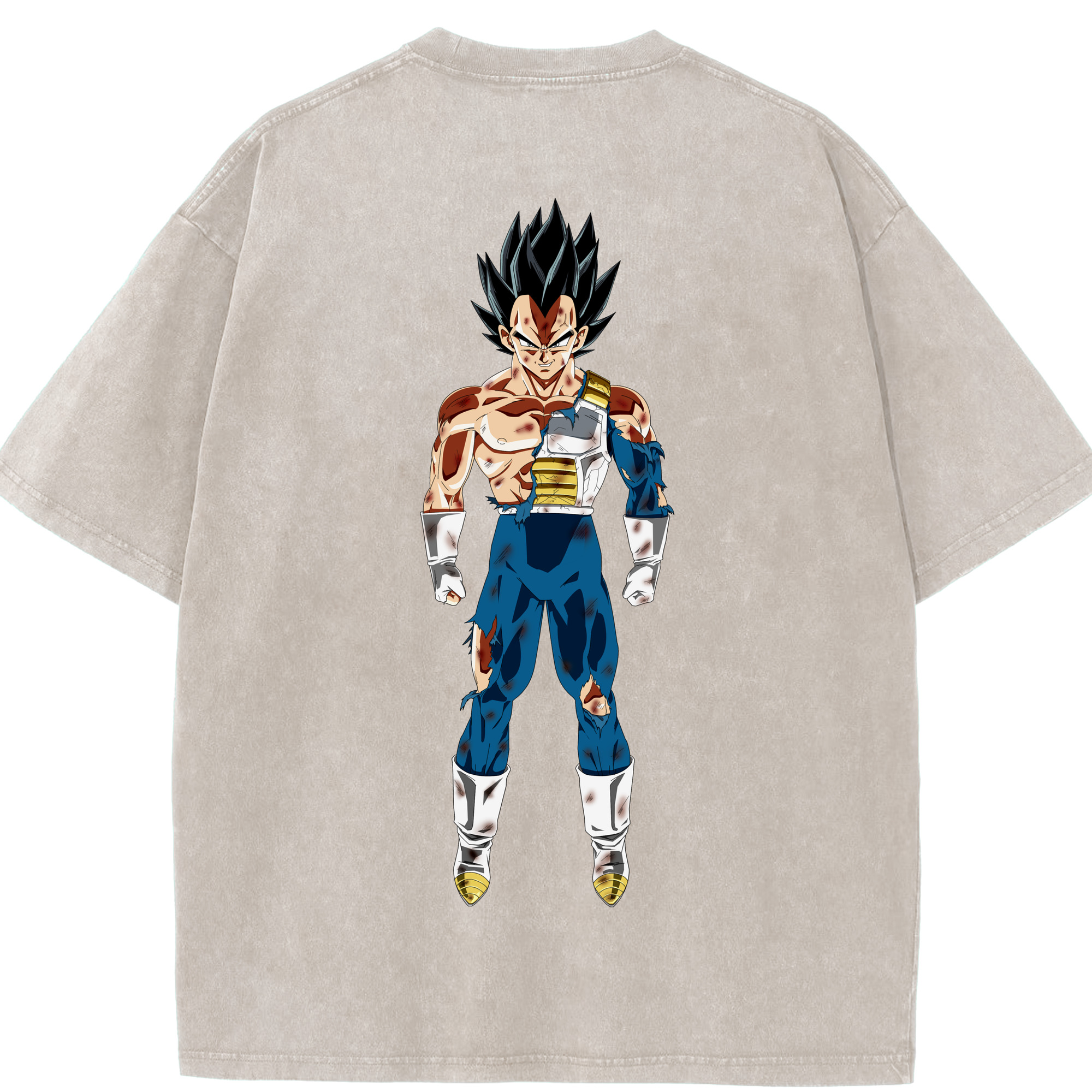 （画像用） ドラゴンボール ベジータ四世（Bejīta Yonsei）DRAGON BALL Vegeta IV 綿100% ヴィンテージ風 半袖Tシャツ（背面プリント）